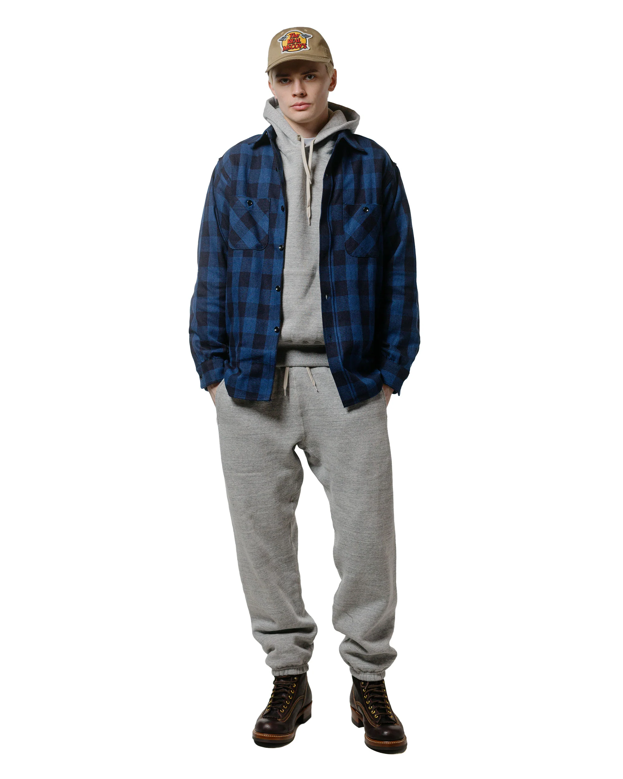The Real McCoy’s MC24114 10 Oz. Loopwheel Hooded Sweatshirt Gray - Image 4