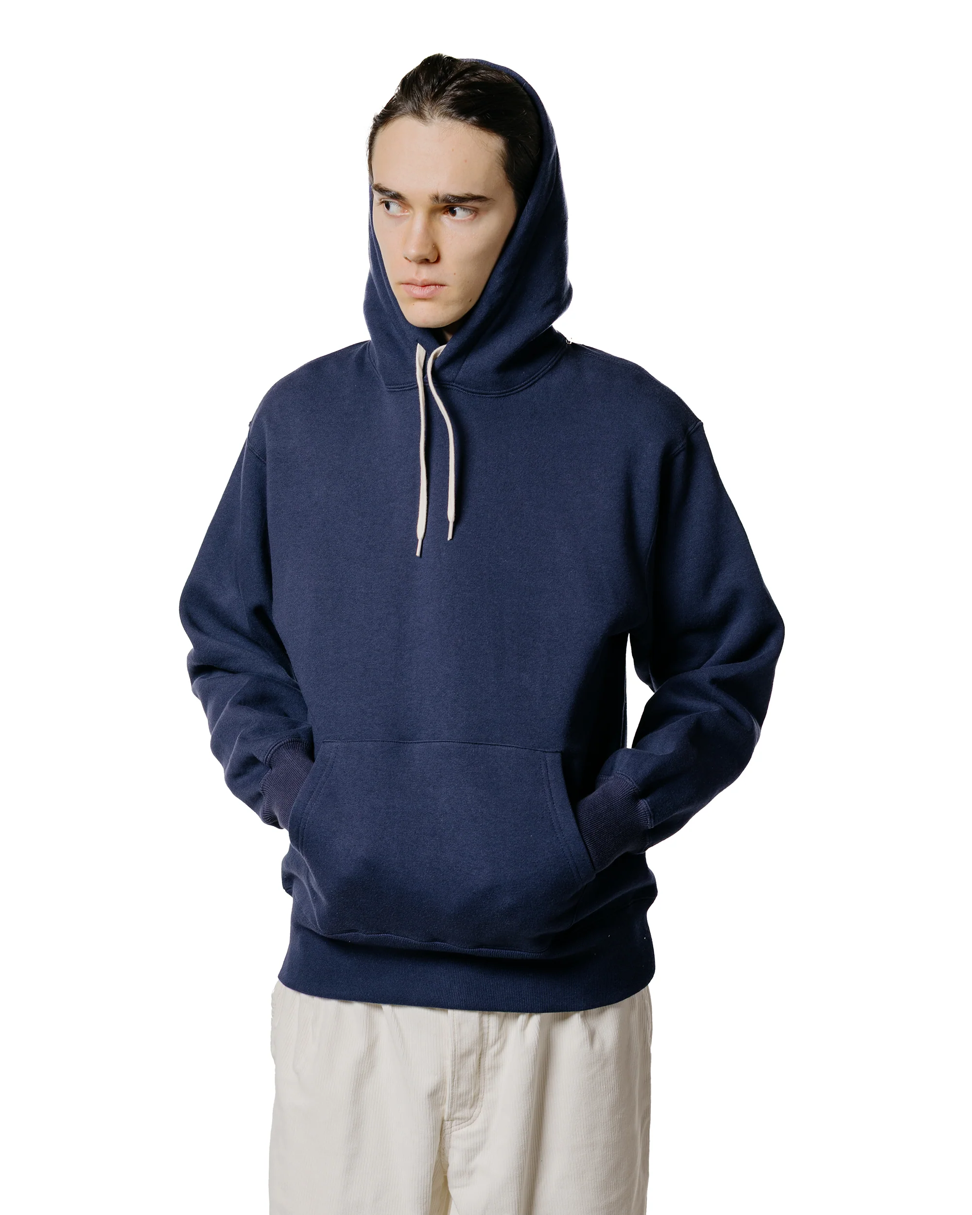 The Real McCoy’s MC24114 10 Oz. Loopwheel Hooded Sweatshirt Navy - Image 2