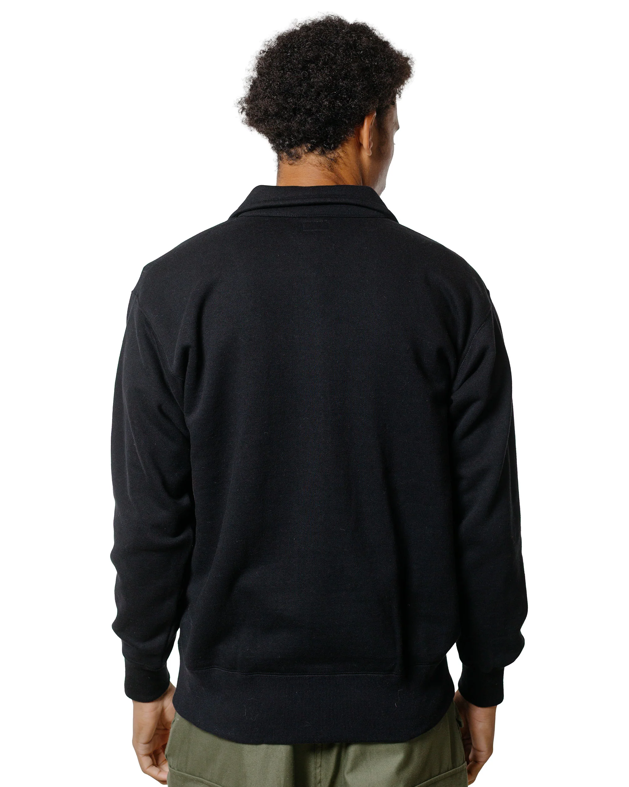 The Real McCoy’s MC24115 10 Oz. Loopwheel 1/4 Zip Sweatshirt Black - Image 3