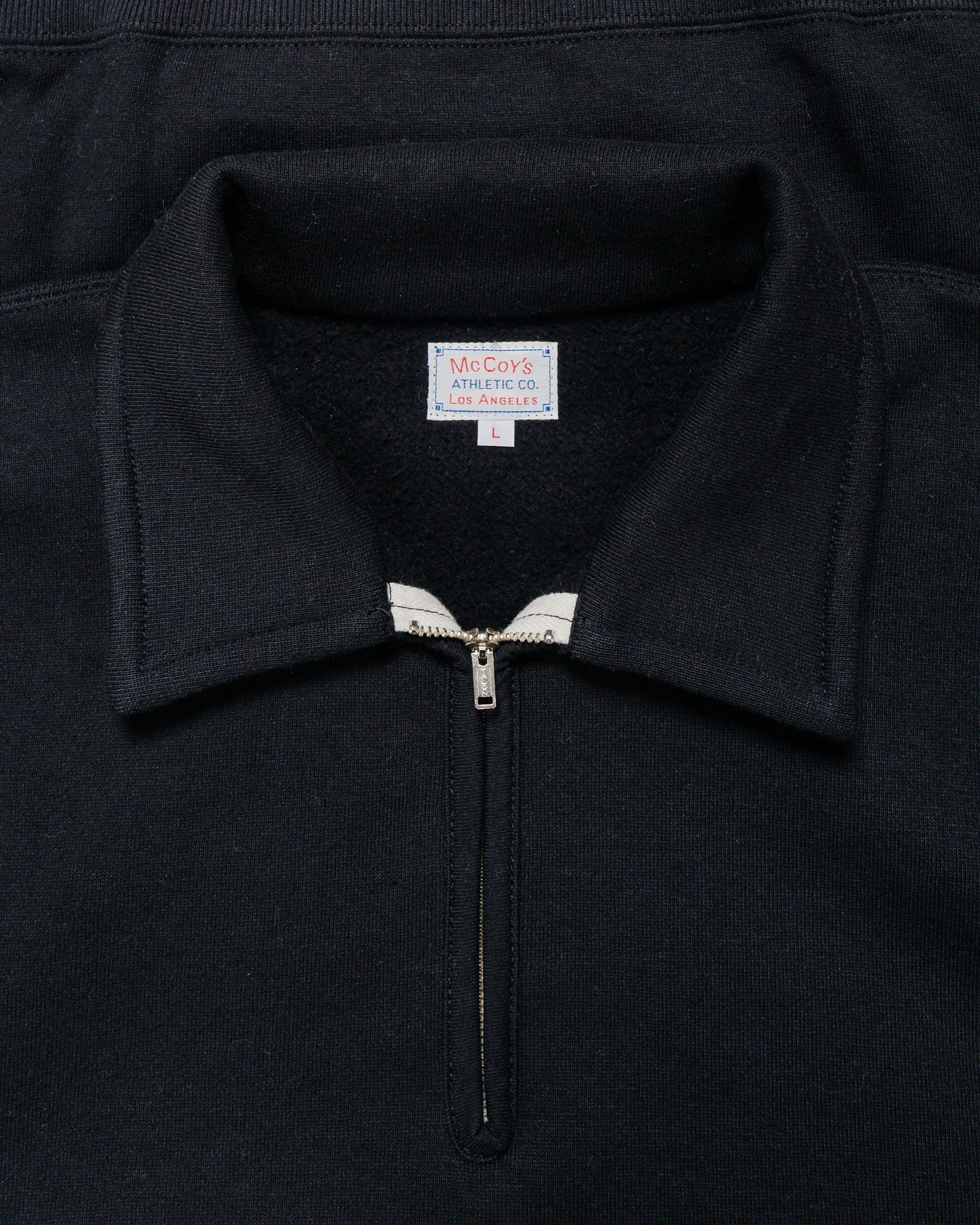 The Real McCoy’s MC24115 10 Oz. Loopwheel 1/4 Zip Sweatshirt Black - Image 4