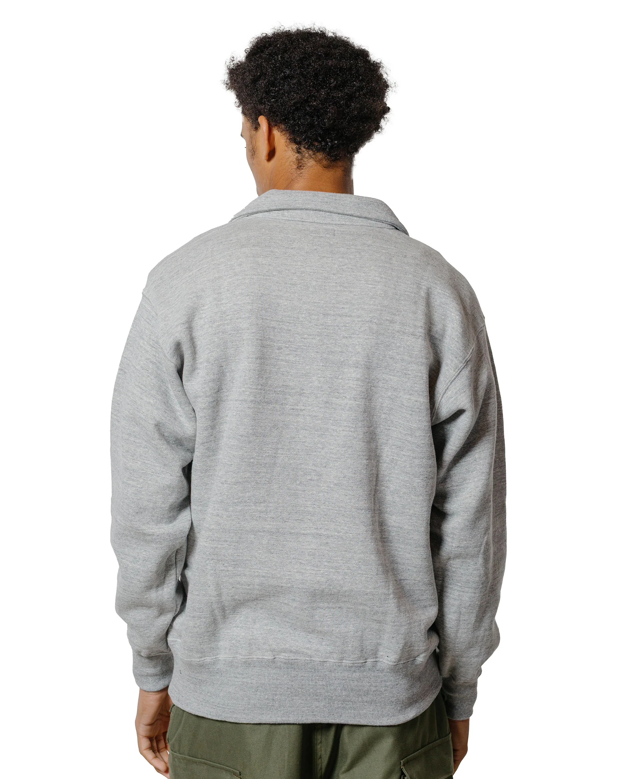 The Real McCoy’s MC24115 10 Oz. Loopwheel 1/4 Zip Sweatshirt Gray - Image 3