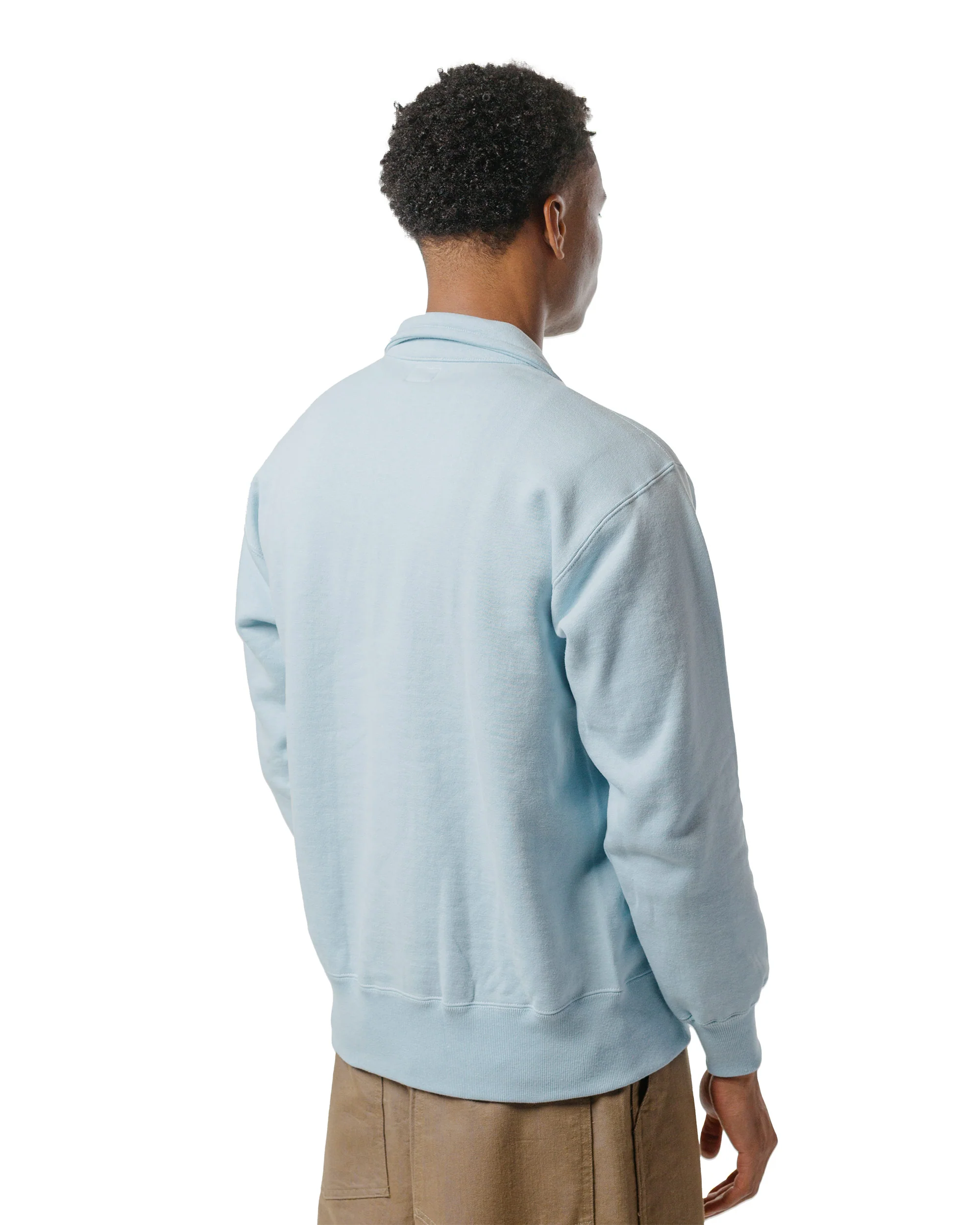 The Real McCoy’s MC24115 10 Oz. Loopwheel 1/4 Zip Sweatshirt Saxe - Image 3