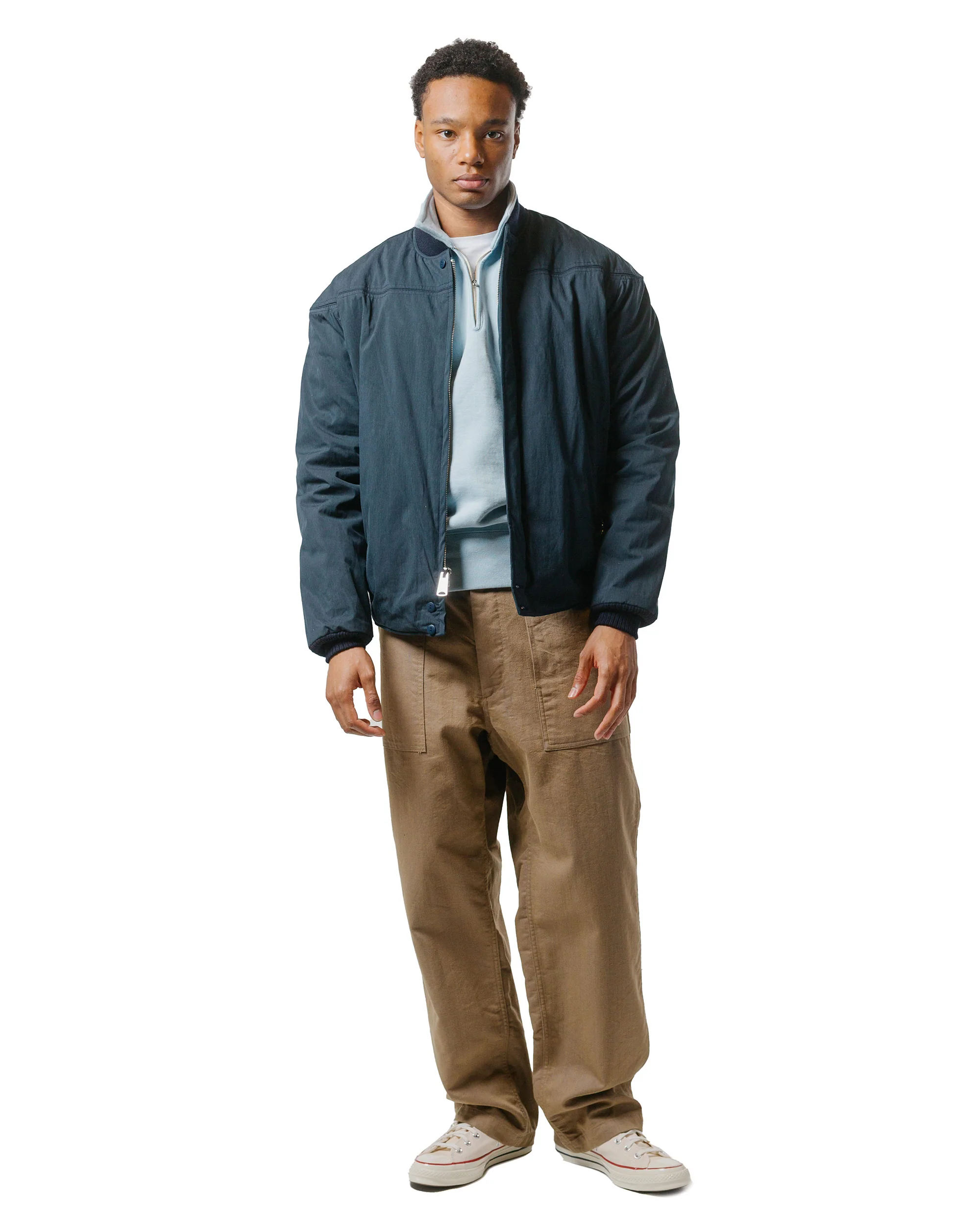 The Real McCoy’s MC24115 10 Oz. Loopwheel 1/4 Zip Sweatshirt Saxe - Image 4