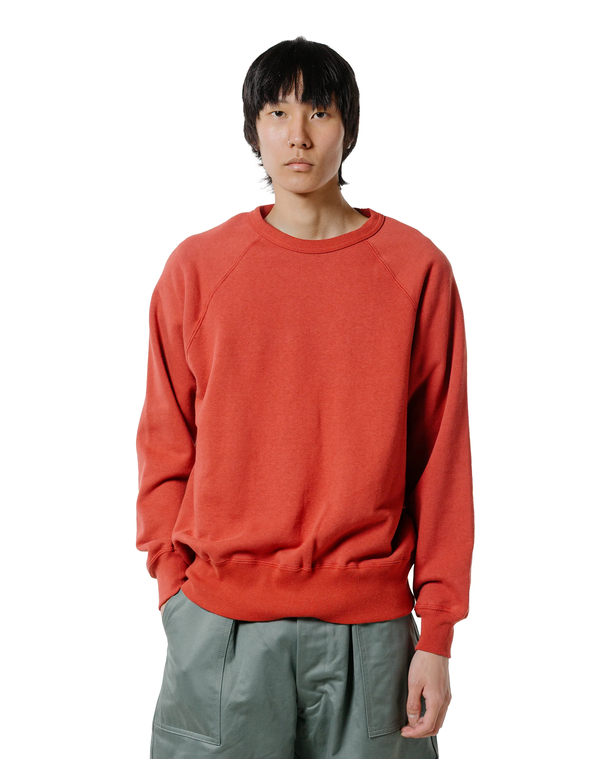 The Real McCoy’s MC24117 9 Oz. Loopwheel Raglan Sweatshirt Cherry - Image 2