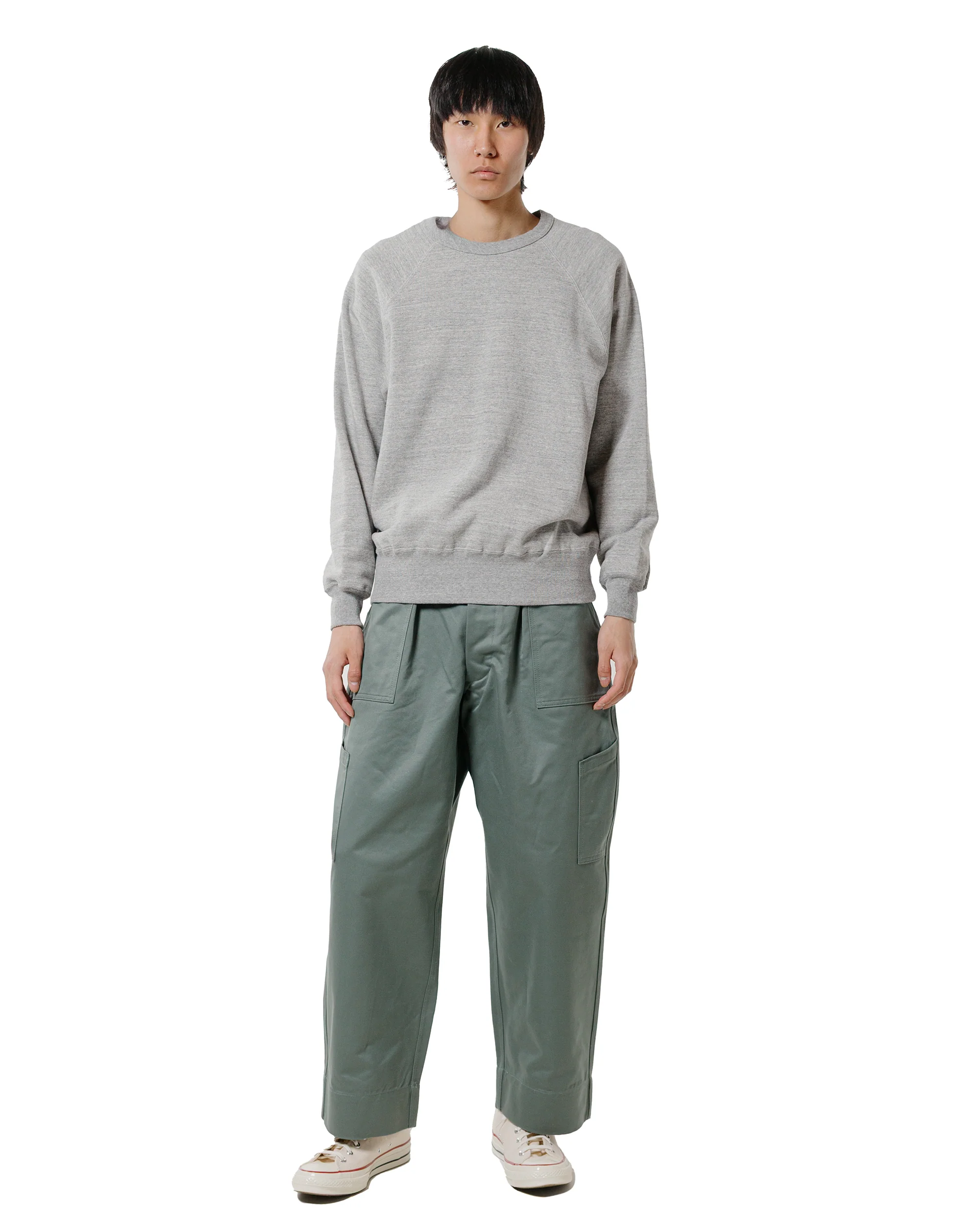 The Real McCoy’s MC24117 9 Oz. Loopwheel Raglan Sweatshirt Gray - Image 4