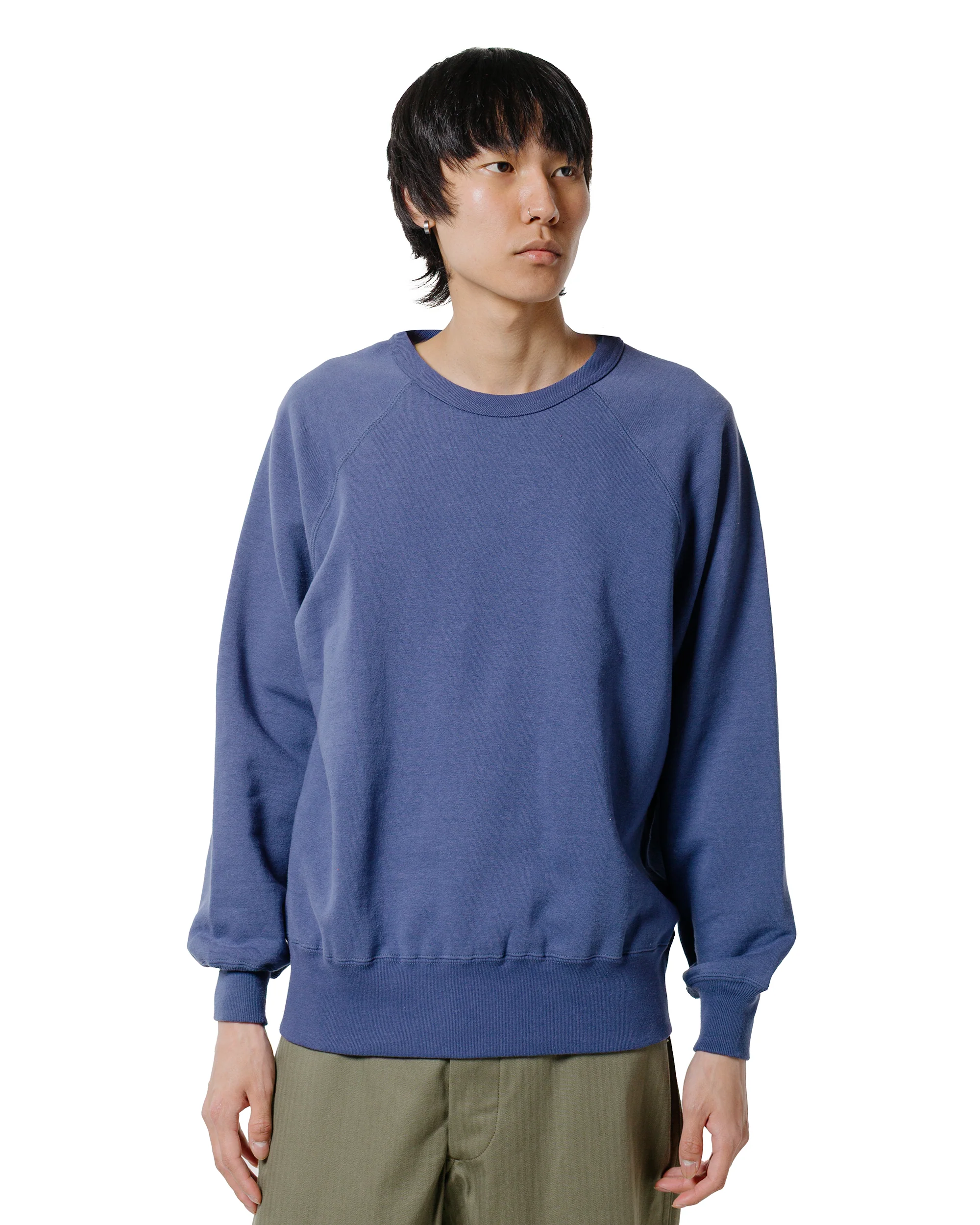 The Real McCoy’s MC24117 9 Oz. Loopwheel Raglan Sweatshirt MQ Navy - Image 2