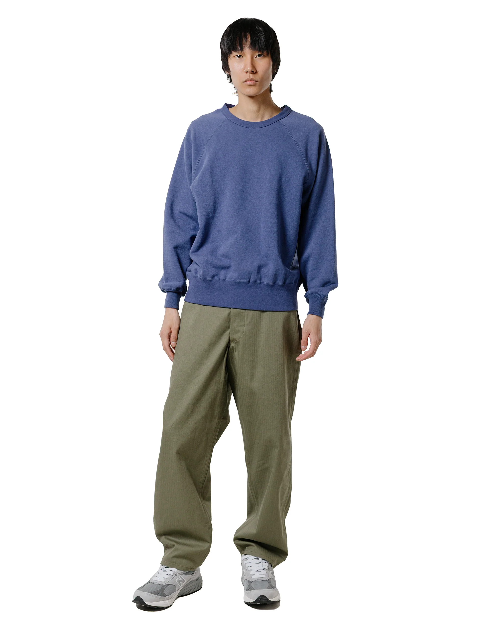The Real McCoy’s MC24117 9 Oz. Loopwheel Raglan Sweatshirt MQ Navy - Image 4