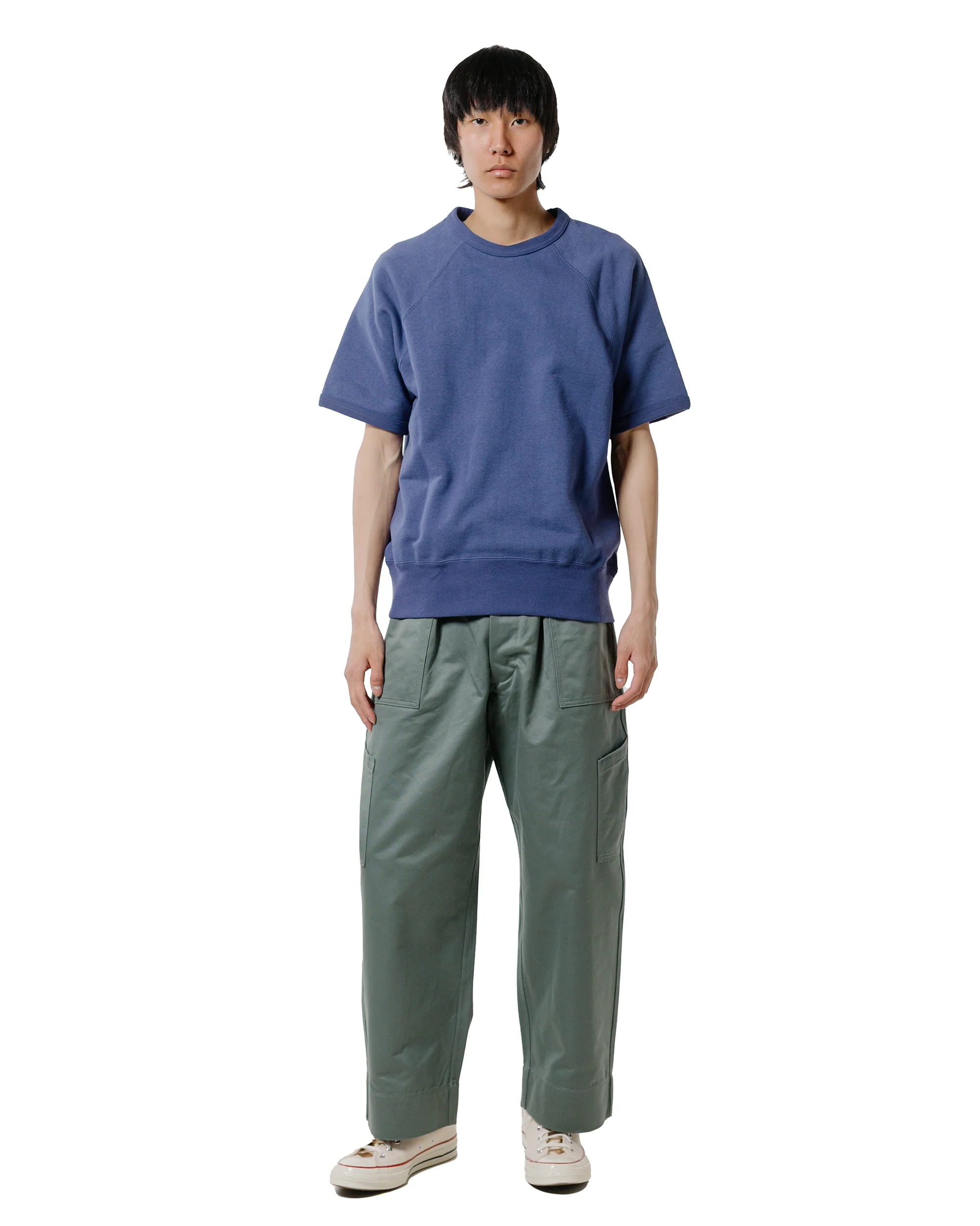 The Real McCoy’s MC24120 9 Oz. Loopwheel S/S Sweatshirt MQ Navy - Image 4