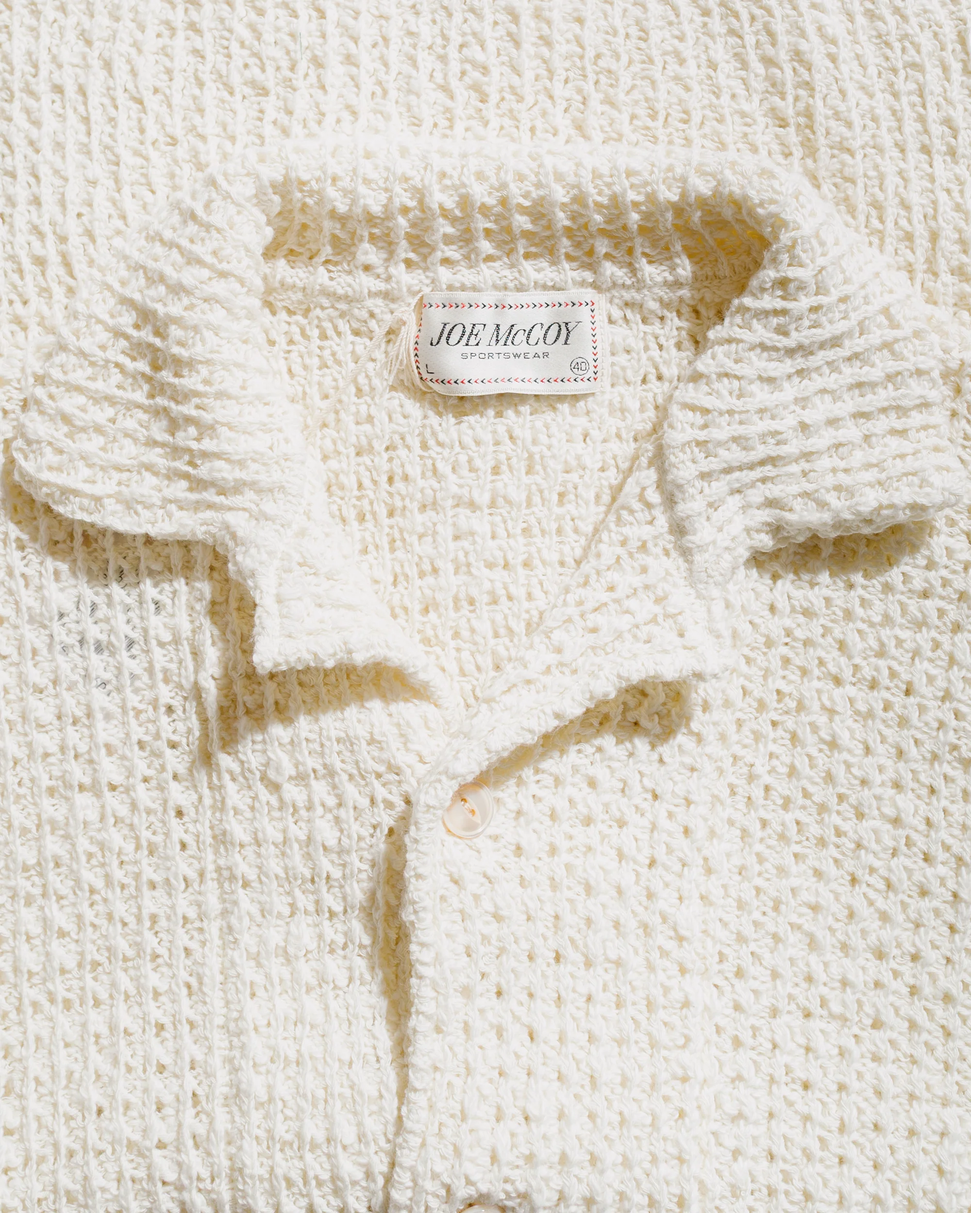 The Real McCoy’s MC25002 Cotton Knitted Button Up Shirt Milk - Image 5