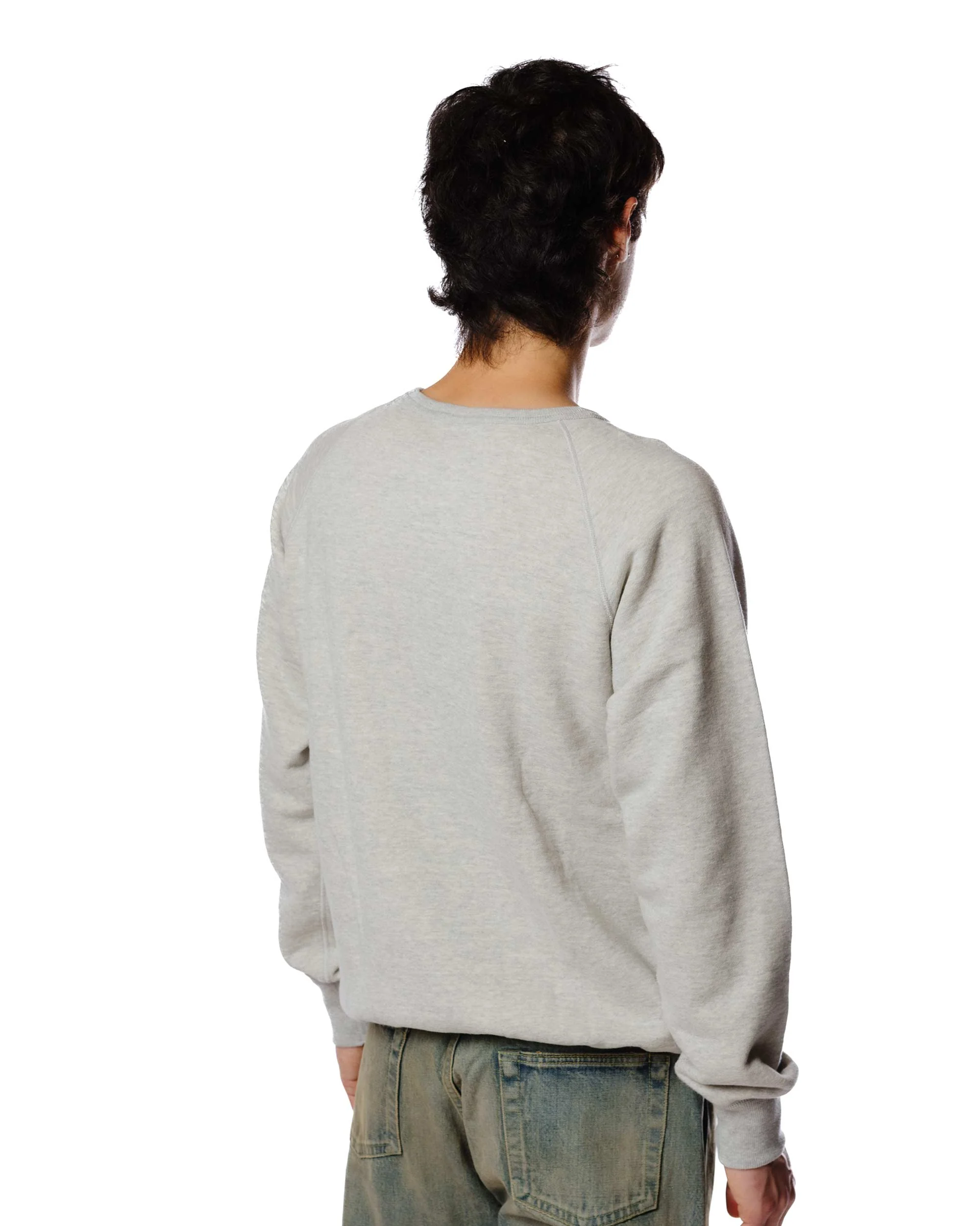 The Real McCoy's MC21018 9oz. Loopwheel Raglan Sleeve Sweatshirt Ash Grey - Image 4