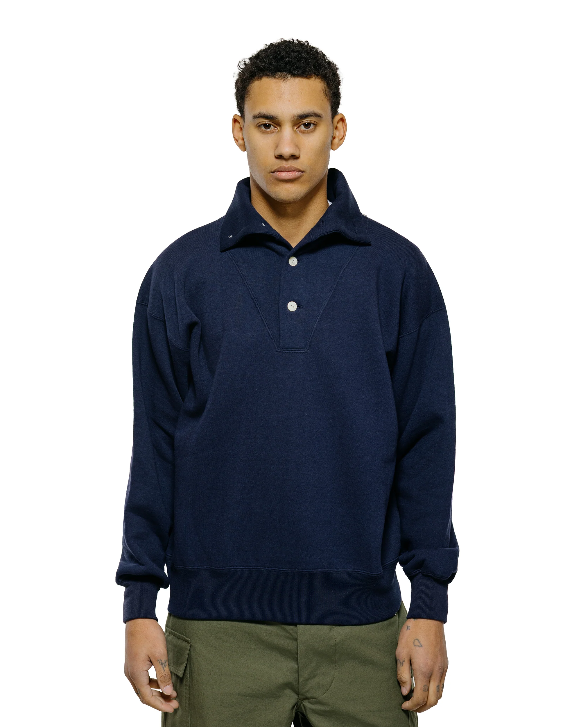 The Real McCoy's MC25110 10 oz. Loopwheel Cruiser Sweatshirt Navy - Image 2