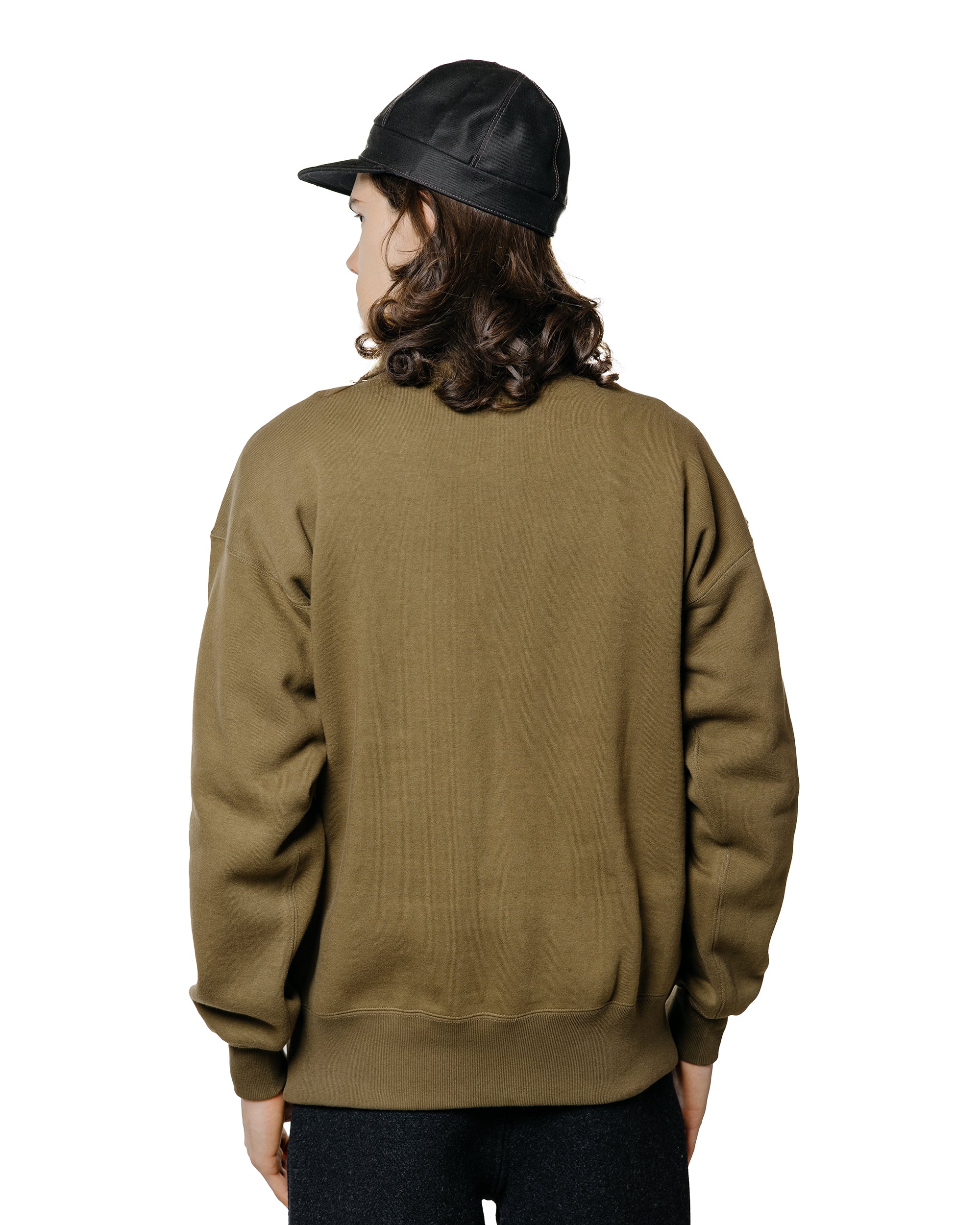 The Real McCoy's MC25110 10 oz. Loopwheel Cruiser Sweatshirt Olive - Image 3