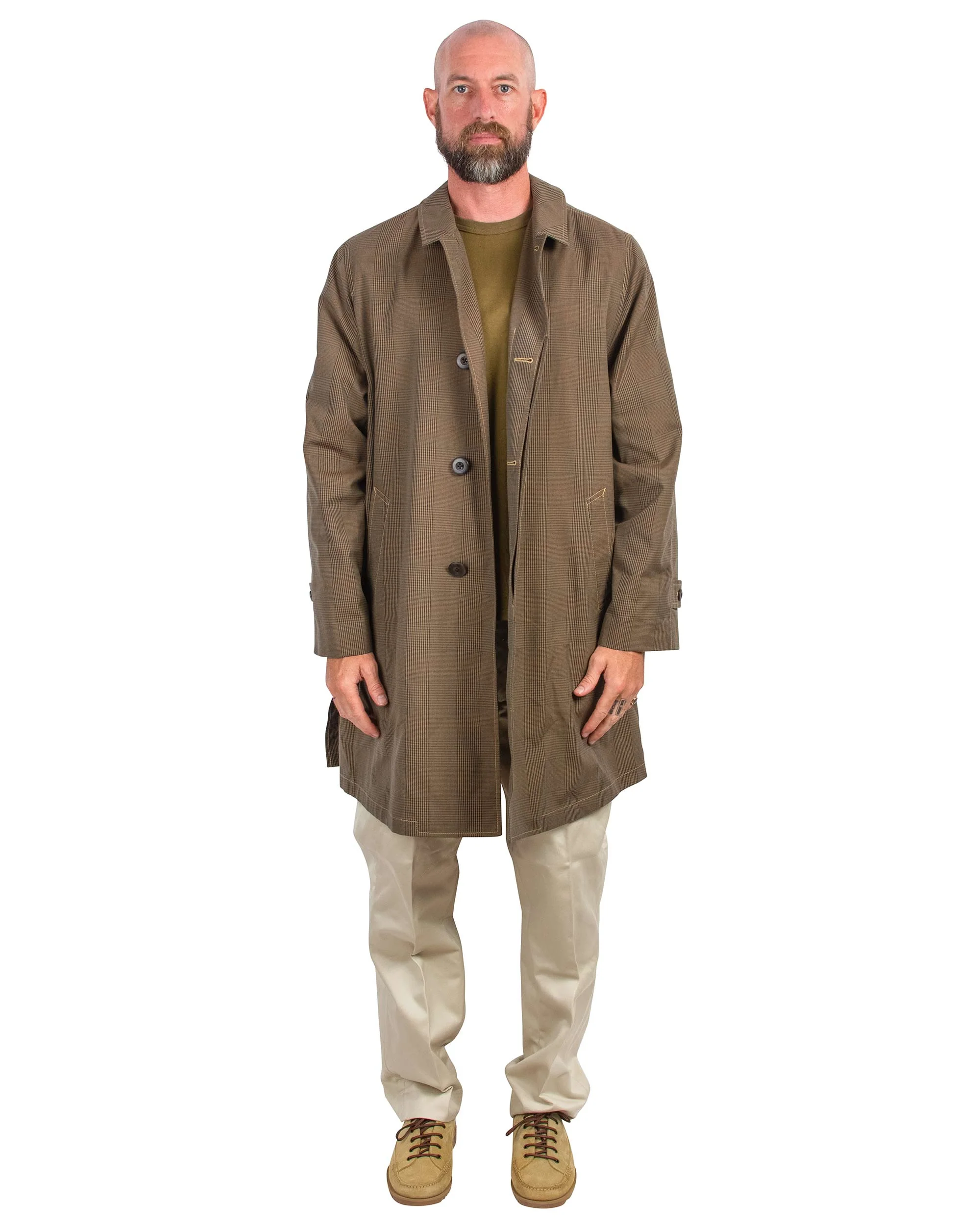 The Real McCoy's MJ22017 Plaid-Check Rain Weather Coat Brown - Image 2