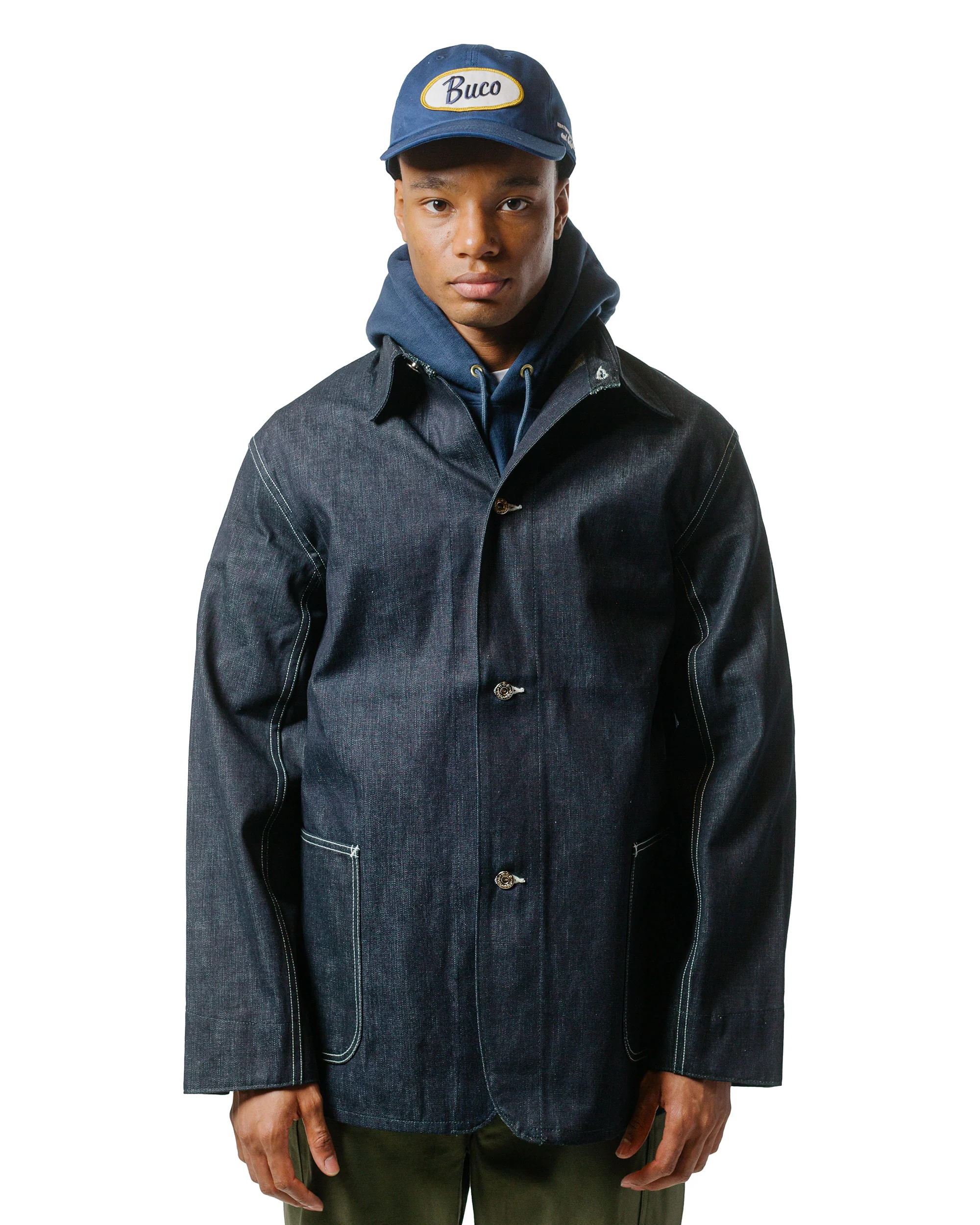 The Real McCoy's MJ24013 WWII Denim Chore Coat Indigo - Image 2