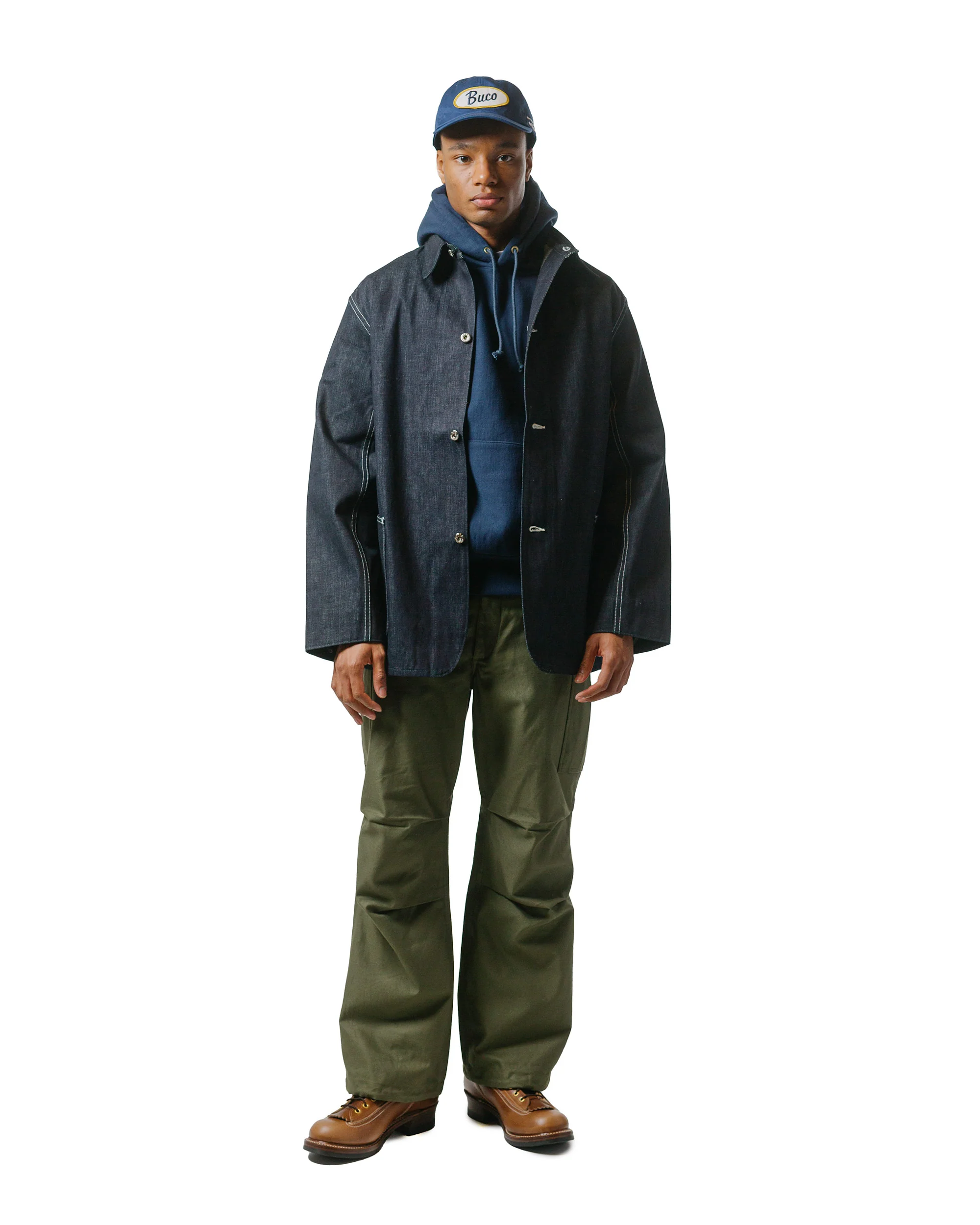 The Real McCoy's MJ24013 WWII Denim Chore Coat Indigo - Image 4