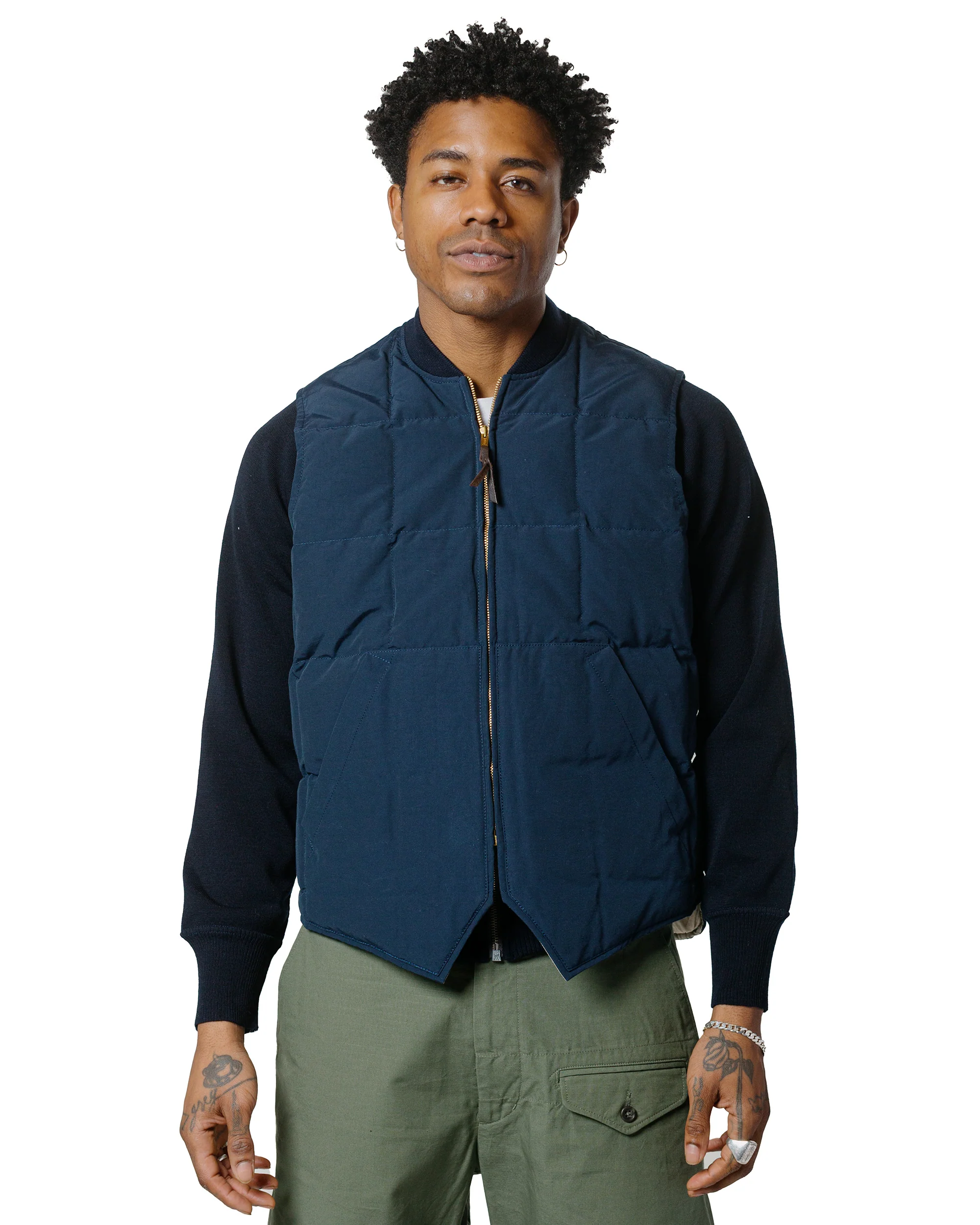 The Real McCoy's MJ24110 Cotton/Nylon Down Vest Navy - Image 2