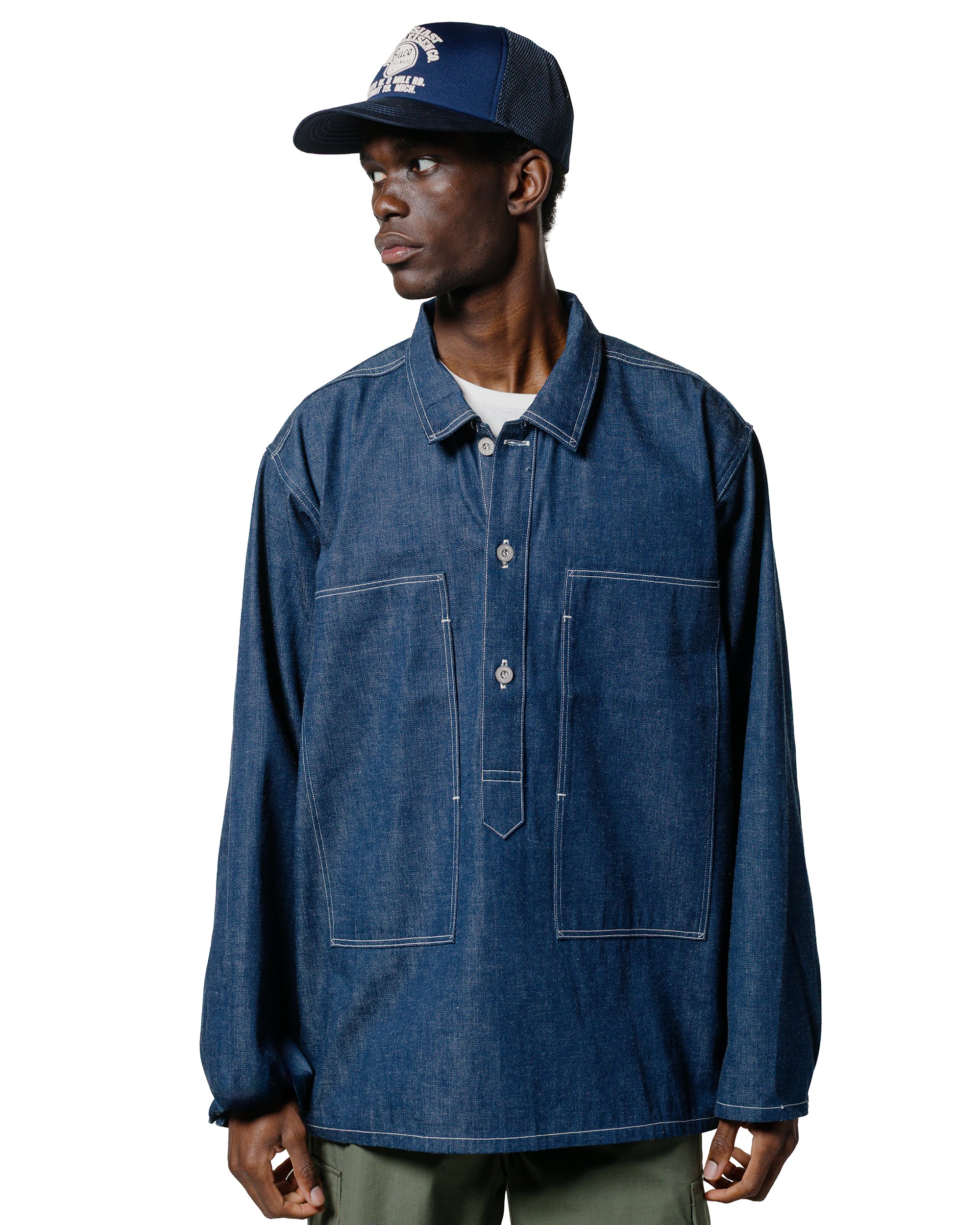 The Real McCoy's MJ25005 Jumper, Working, Denim, Blue Indigo - Image 2