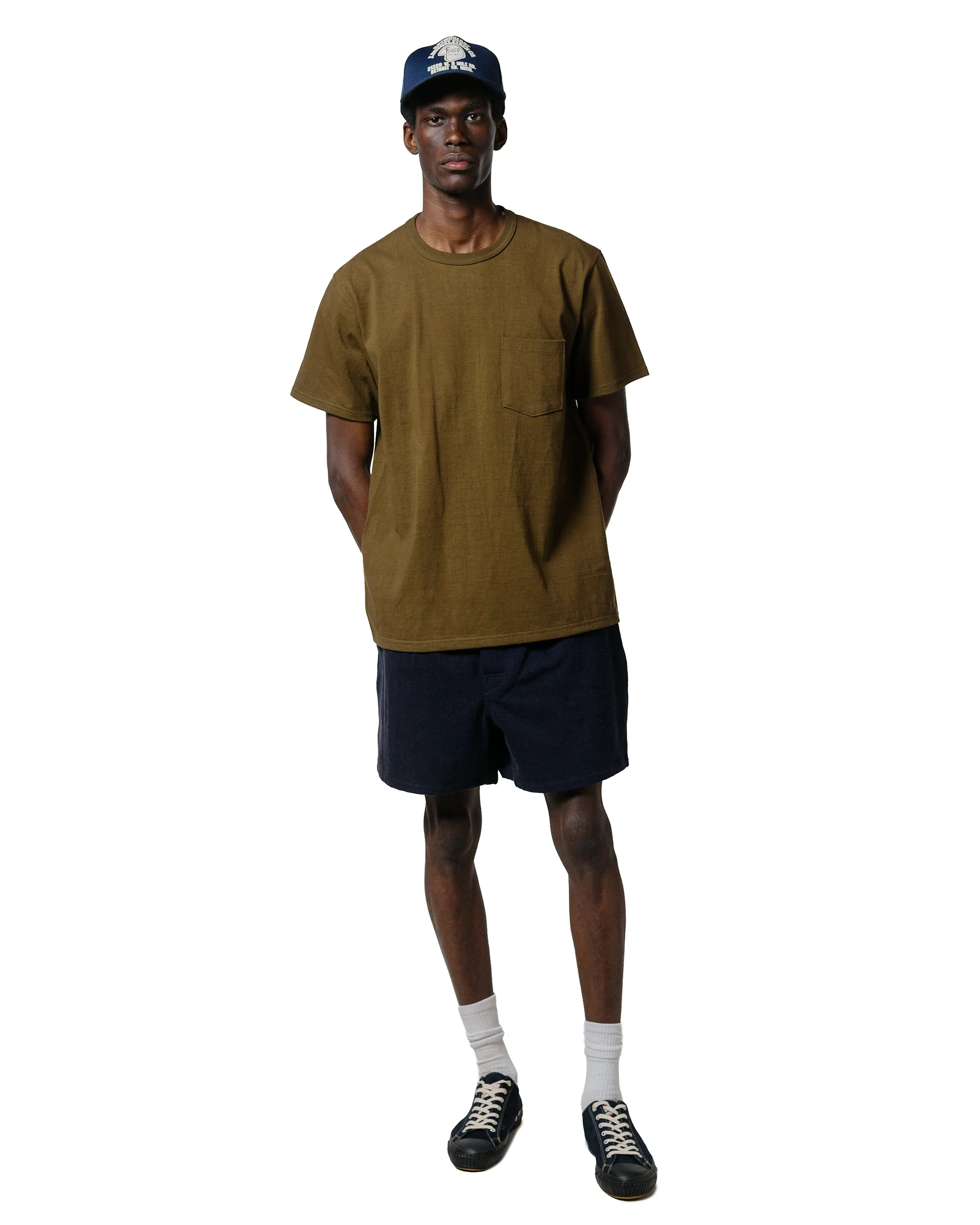 The Real McCoy's MP25014 Belted Shorts / Cotton-Hemp Navy - Image 4