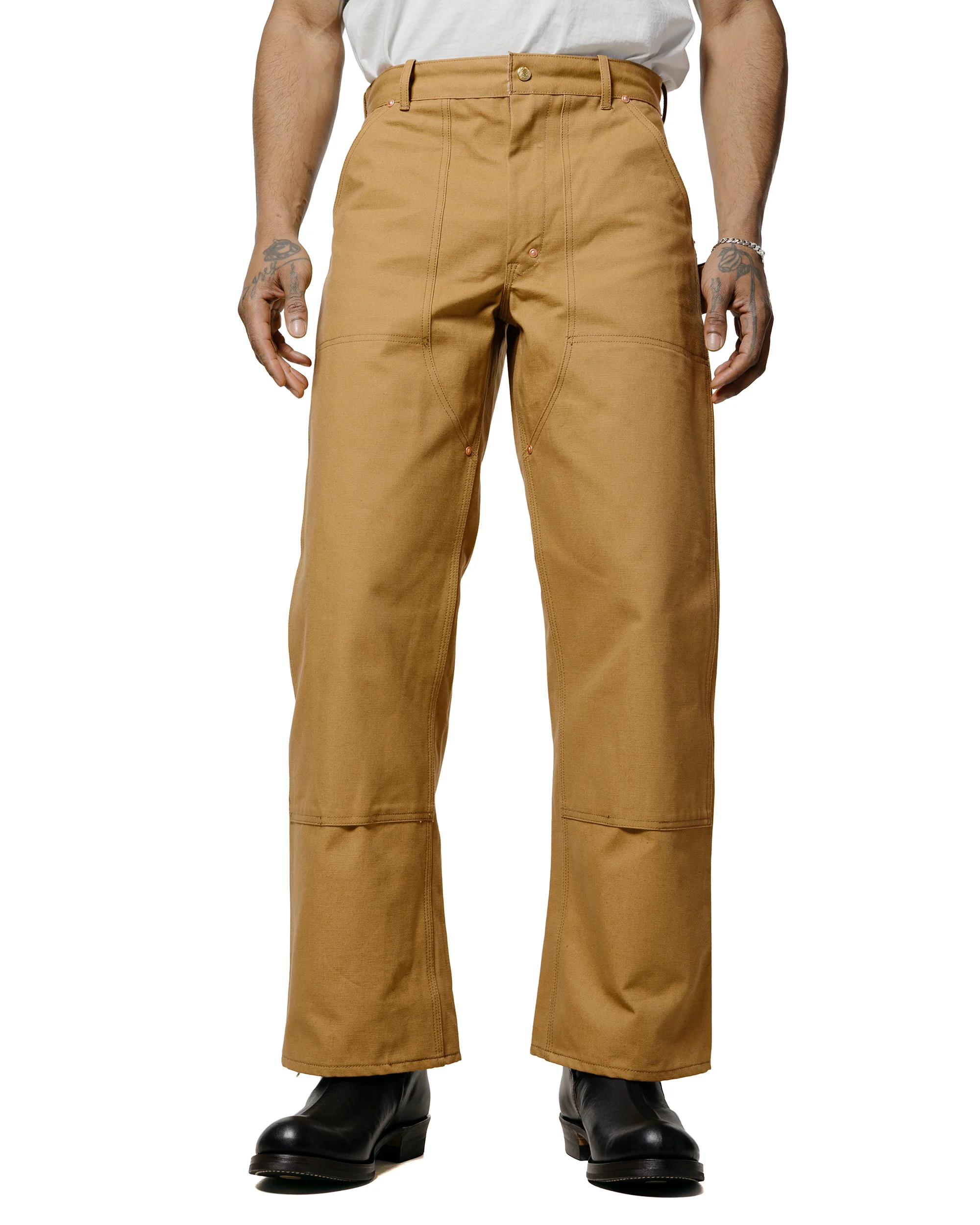 The Real McCoy's MP25102 Double-Knee Work Trousers Brown - Image 2
