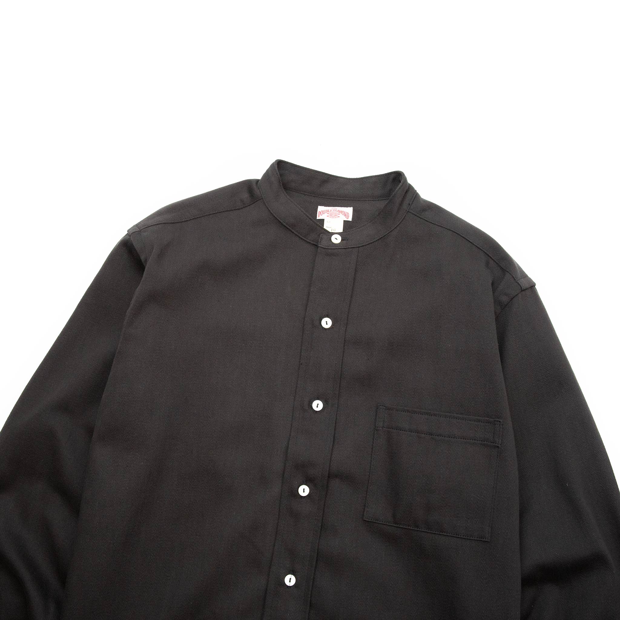 The Real McCoy's MS20107 Double Diamond Band Collar Sateen Shirt Black - Image 3