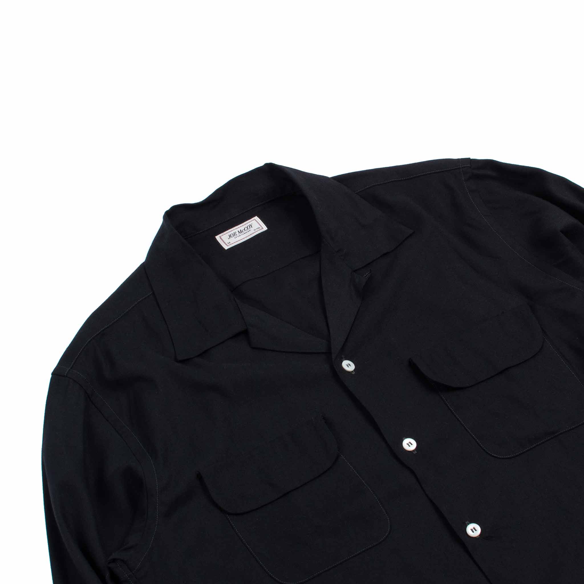 The Real McCoy's MS21009 Open Collar Rayon Shirt Black - Image 5