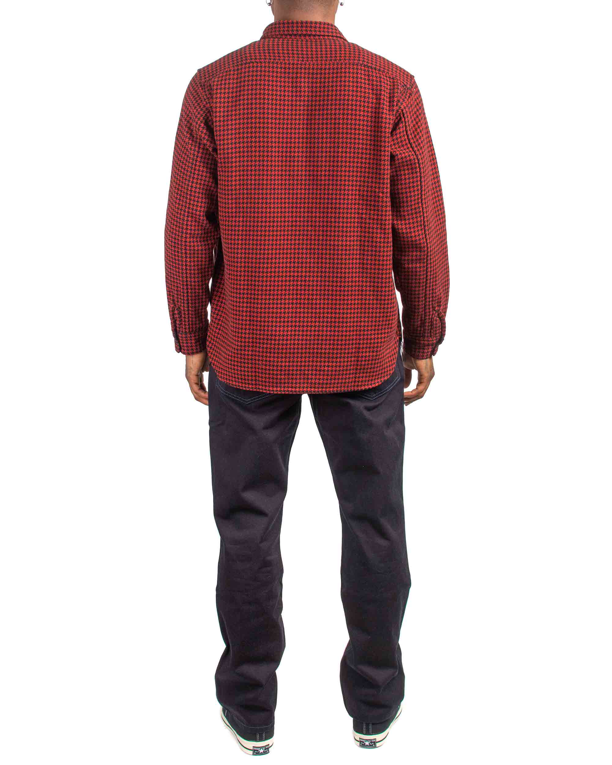 The Real McCoy's MS21102 8HU Houndstooth Flannel Shirt Red - Image 3