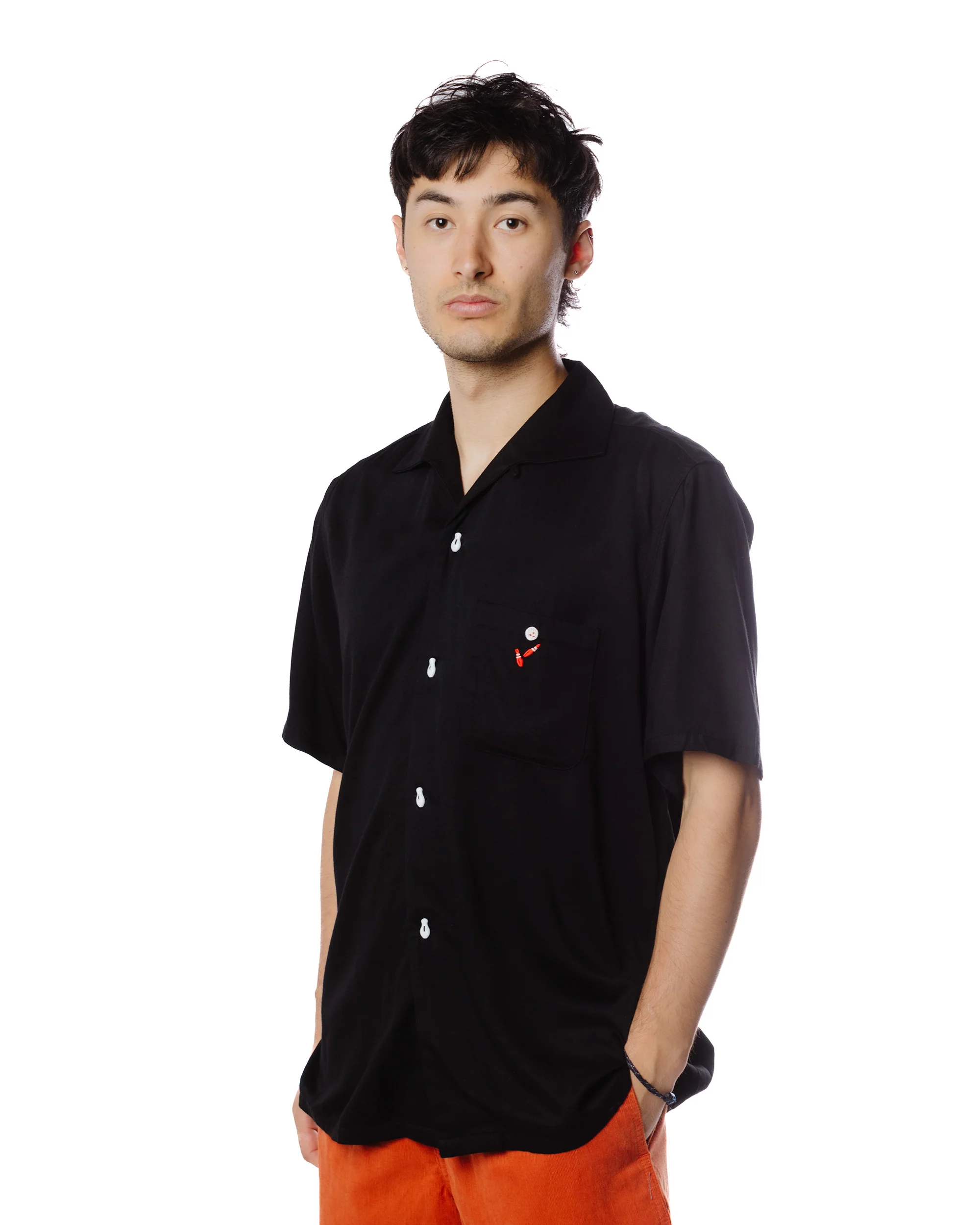 The Real McCoy's MS22002 Rayon Bowling Shirt / Jolly Roger Black - Image 3