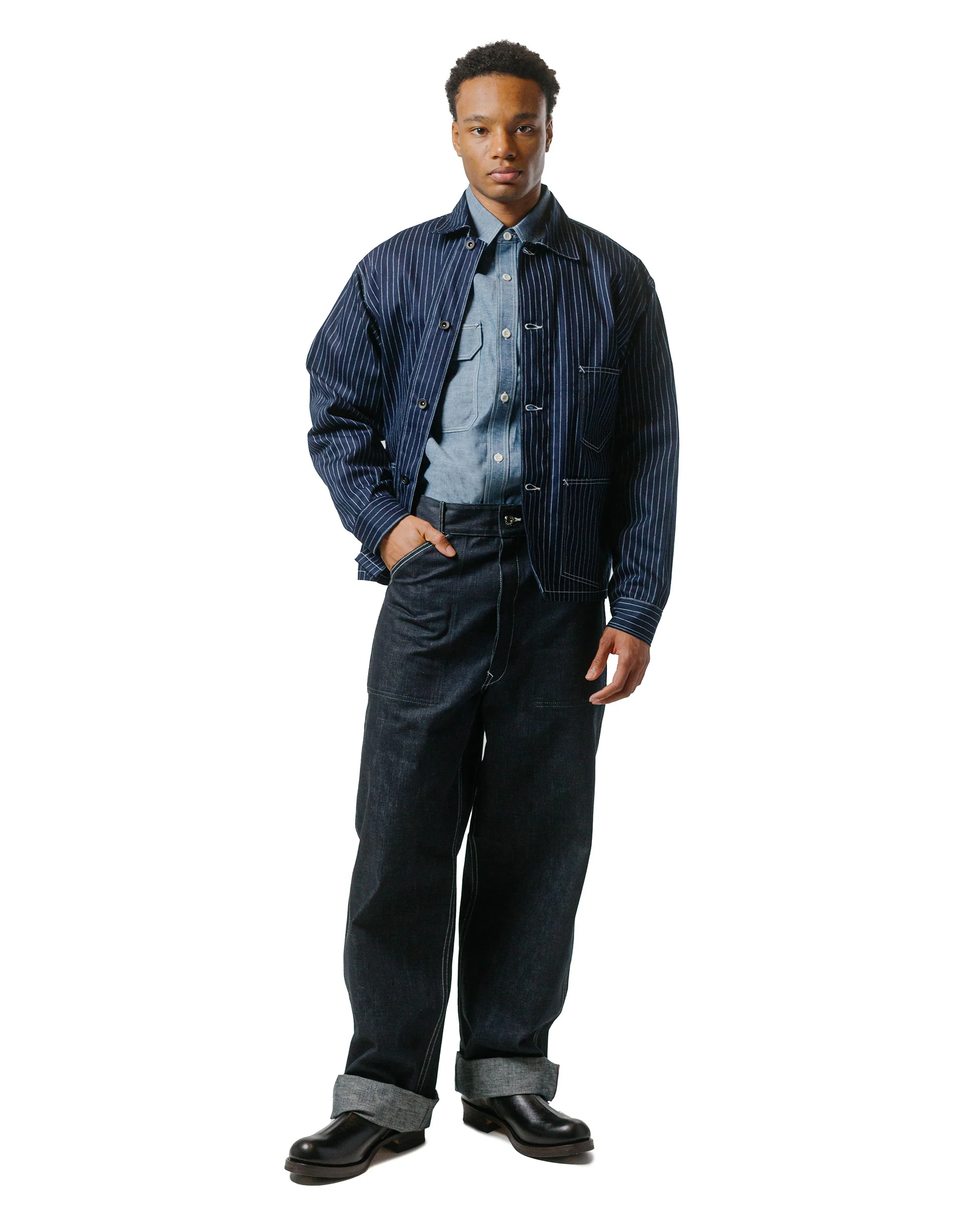 The Real McCoy's MS24004 8HU Chambray Serviceman Shirt Light Blue - Image 4