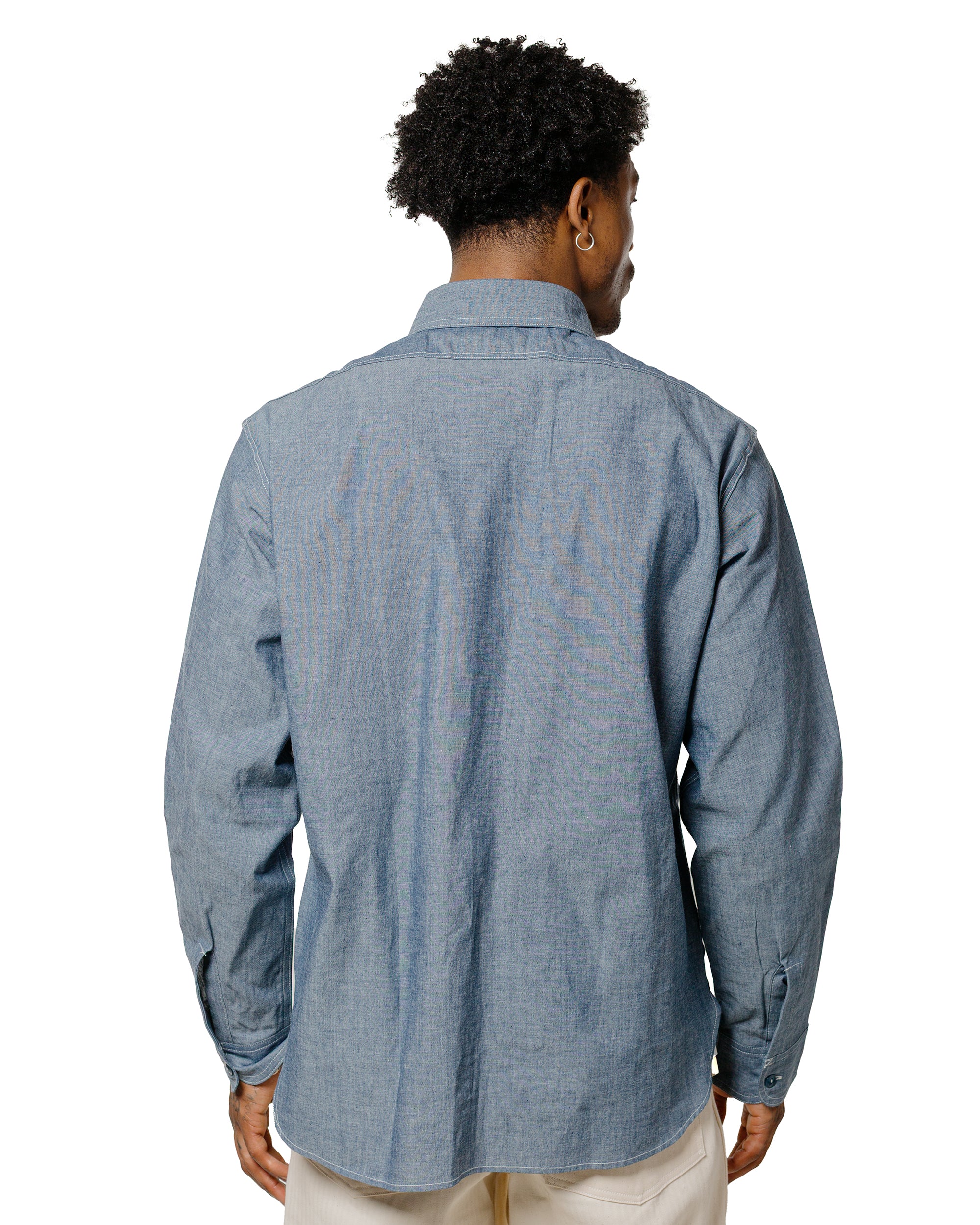 The Real McCoy's MS25003 U.S. Navy Chambray Shirt L/S (Modify) Light Blue - Image 3