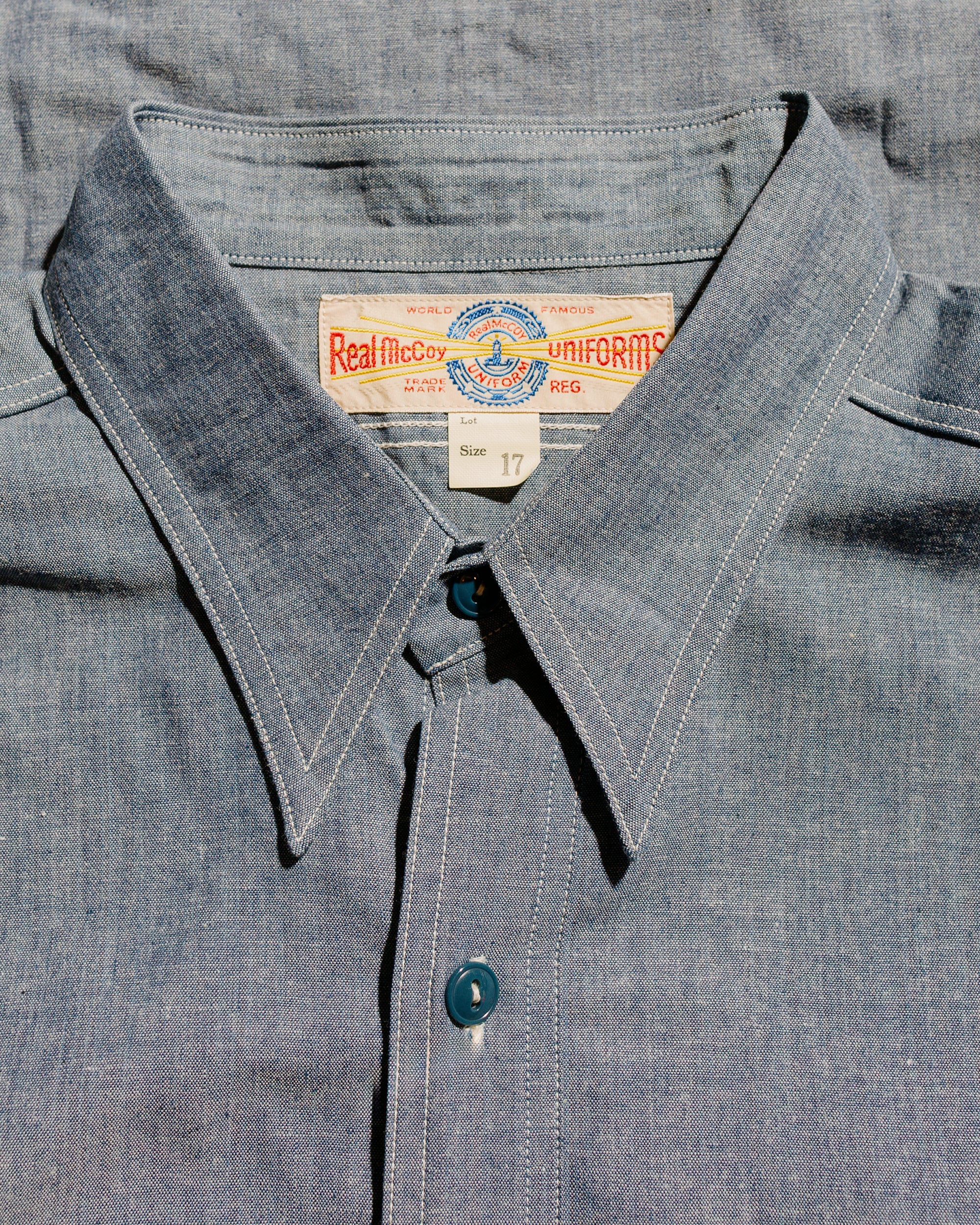 The Real McCoy's MS25003 U.S. Navy Chambray Shirt L/S (Modify) Light Blue - Image 5