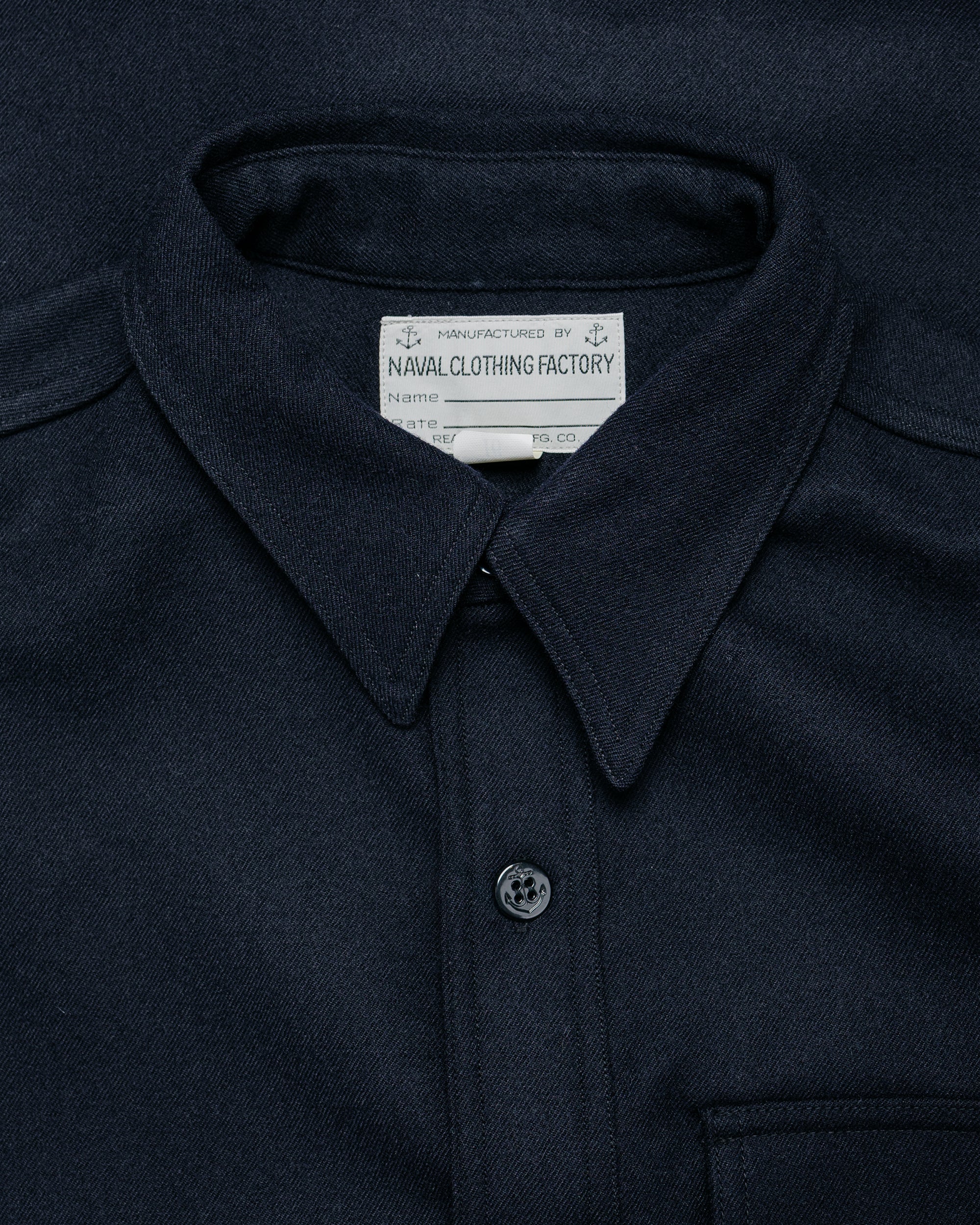 The Real McCoy's MS25101 U.S.N. Wool Blue Flannel Shirt Navy - Image 5
