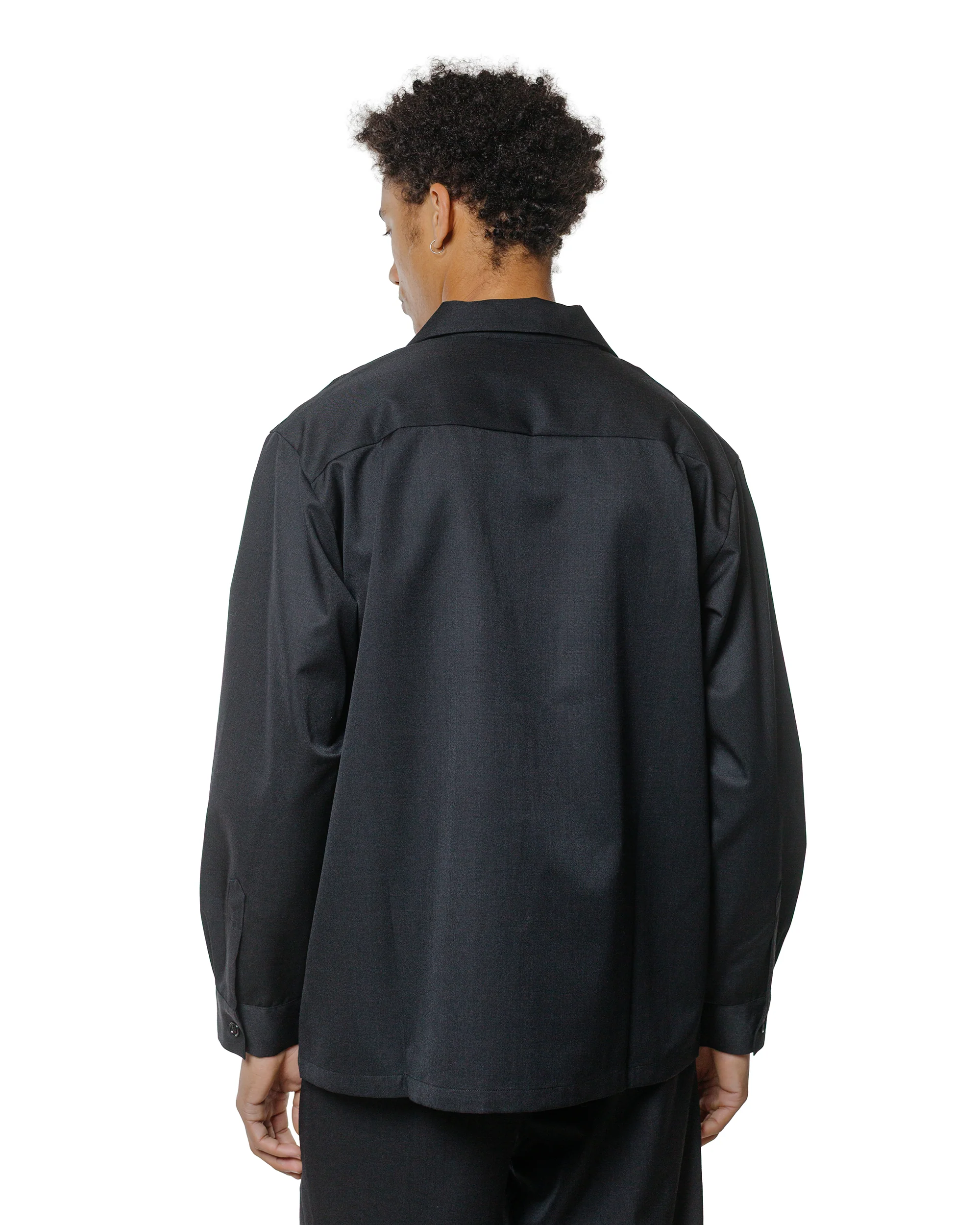 The Real McCoy's MS25110 Open-Collar Wool Shirt Charcoal - Image 3