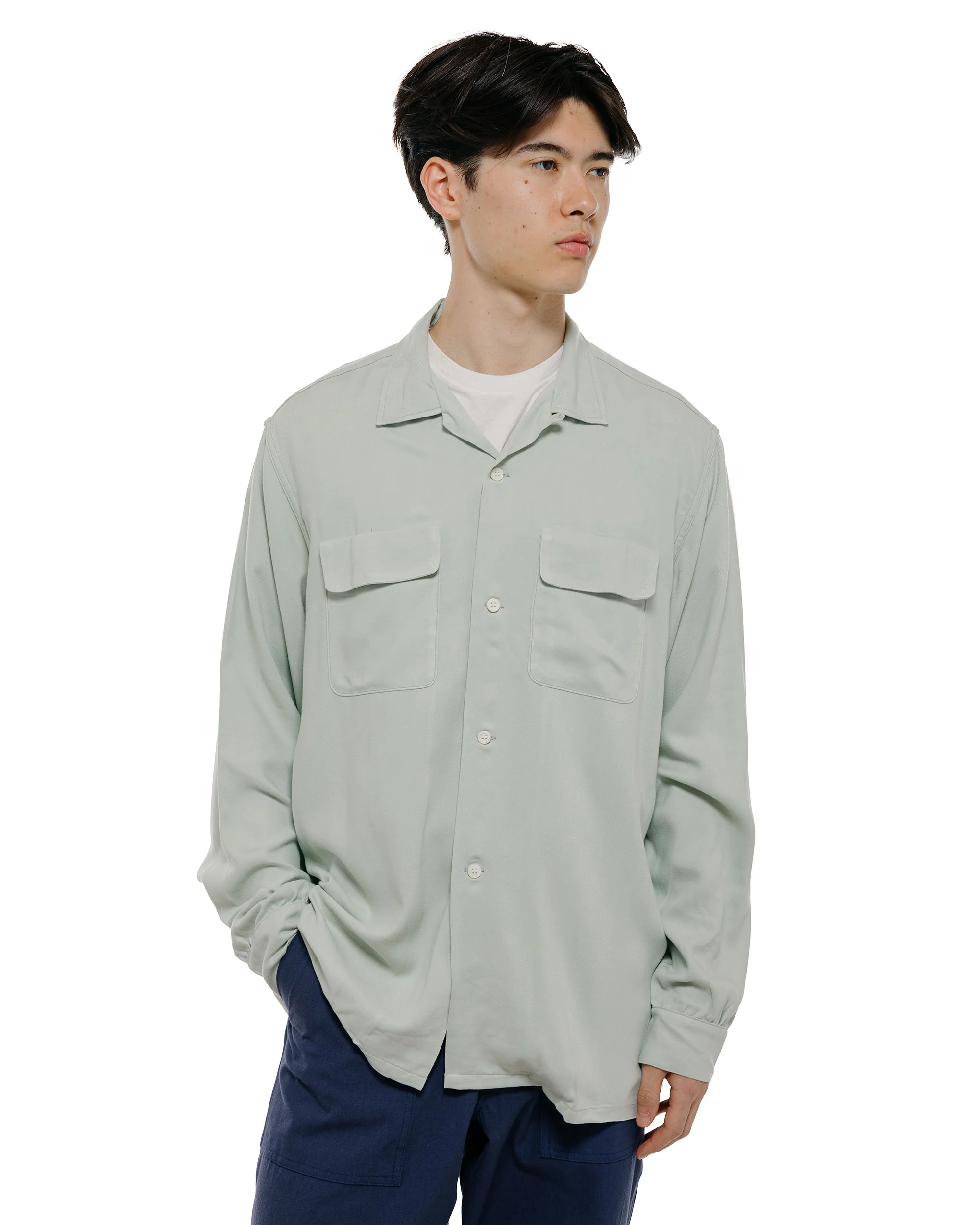 The Real McCoy's MS26008 Open Collar Rayon Shirt Mint - Image 2