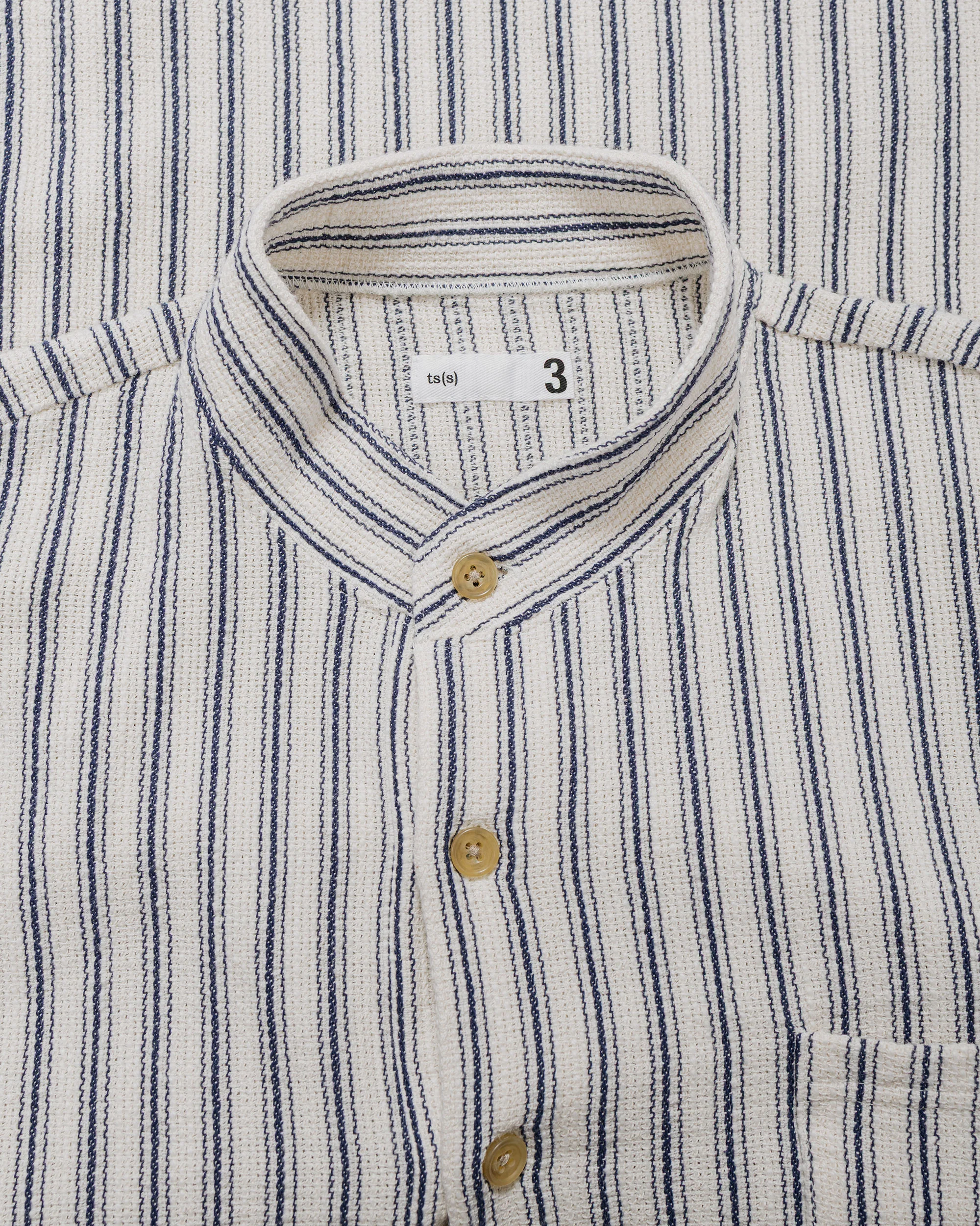 ts(s) Pullover Work Shirt Jacket Rustic Stripe Cotton Mesh Cloth Navy - Image 5