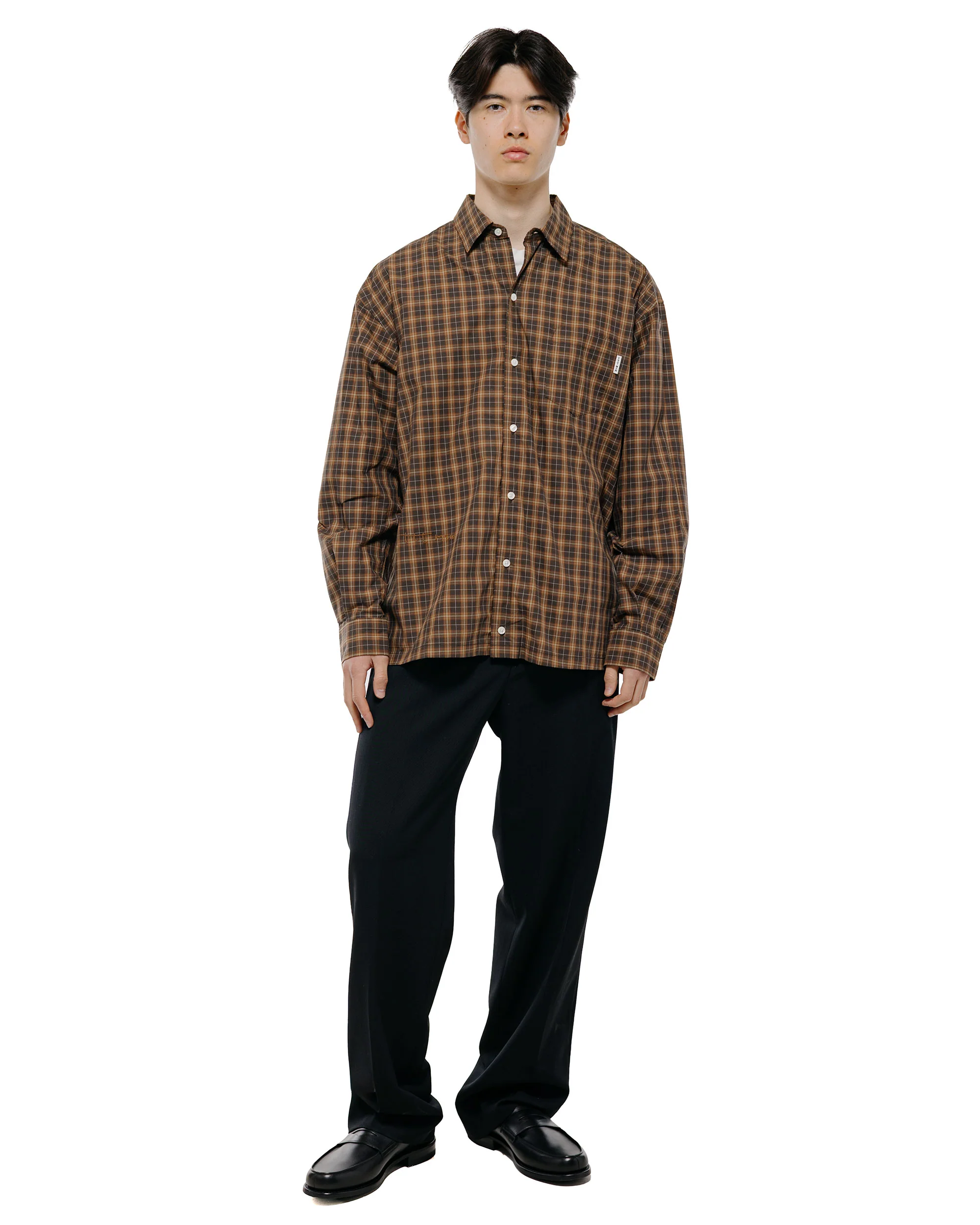 TTT MSW Regular Collar Shirt Brown Check - Image 5