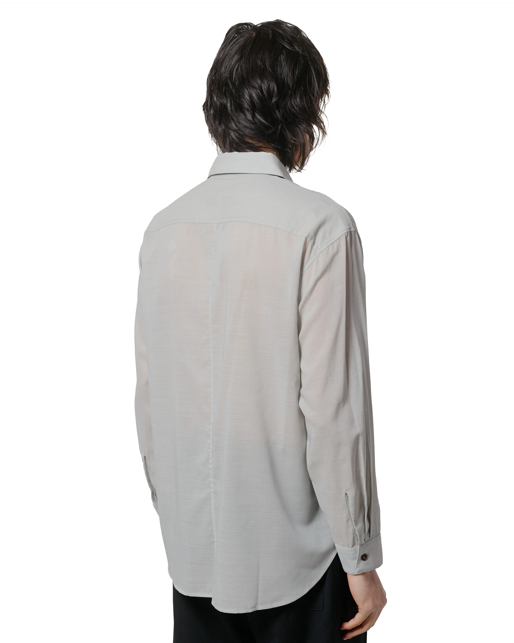 Wanze Layered Button Up Shirt Wool Voile Hazy Blue - Image 3