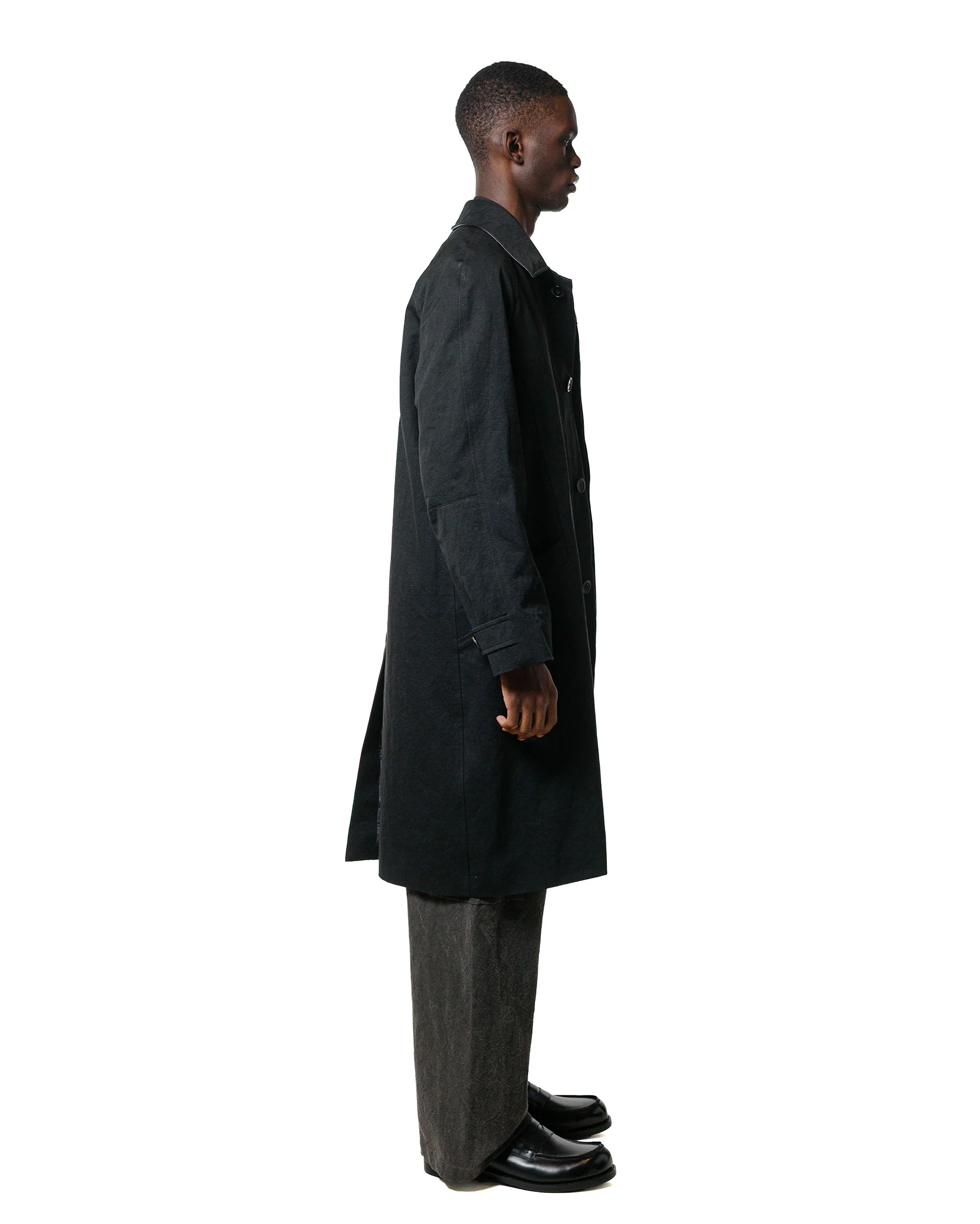 Wanze Raglan Overcoat Washed Cotton Black - Image 3