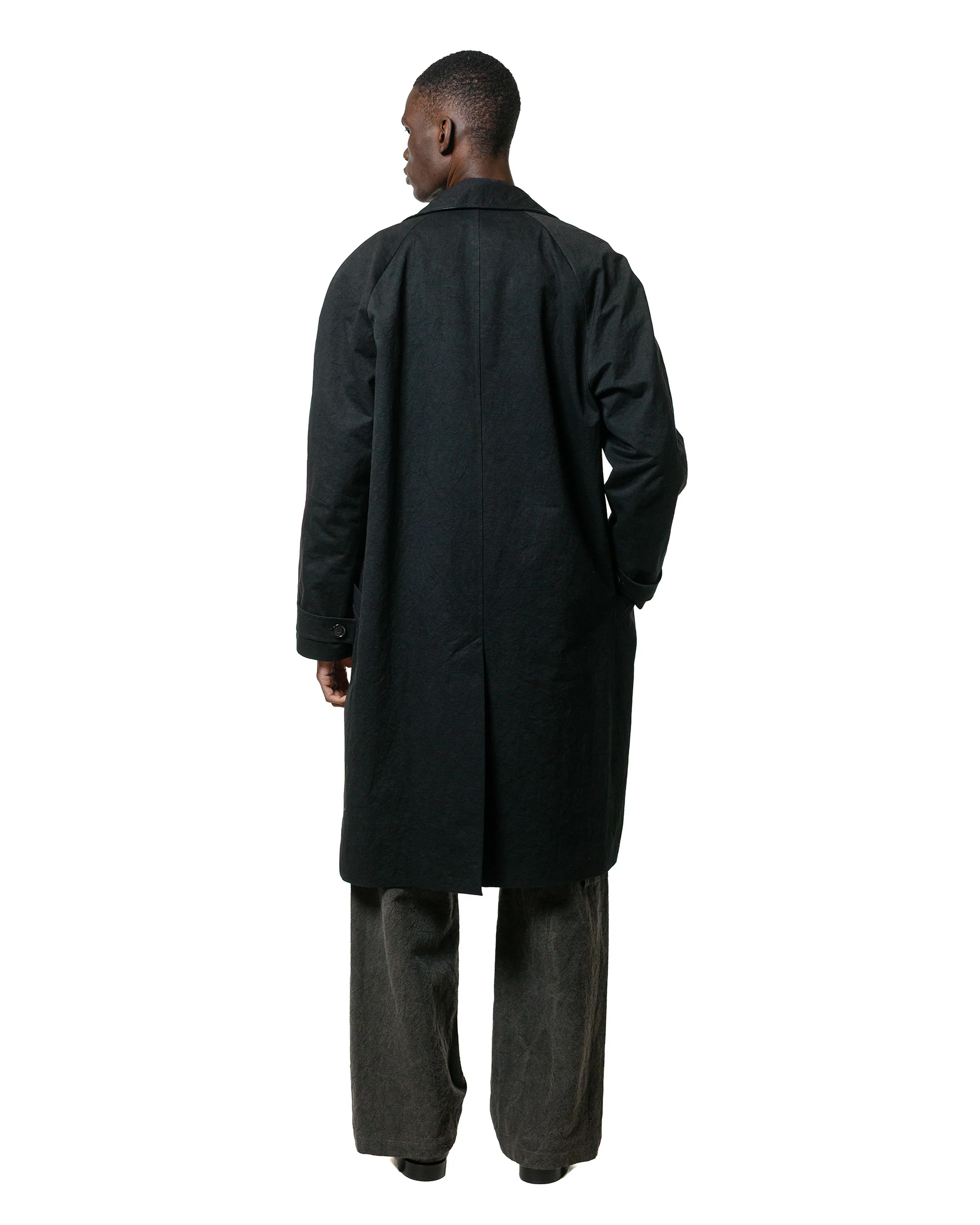 Wanze Raglan Overcoat Washed Cotton Black - Image 4