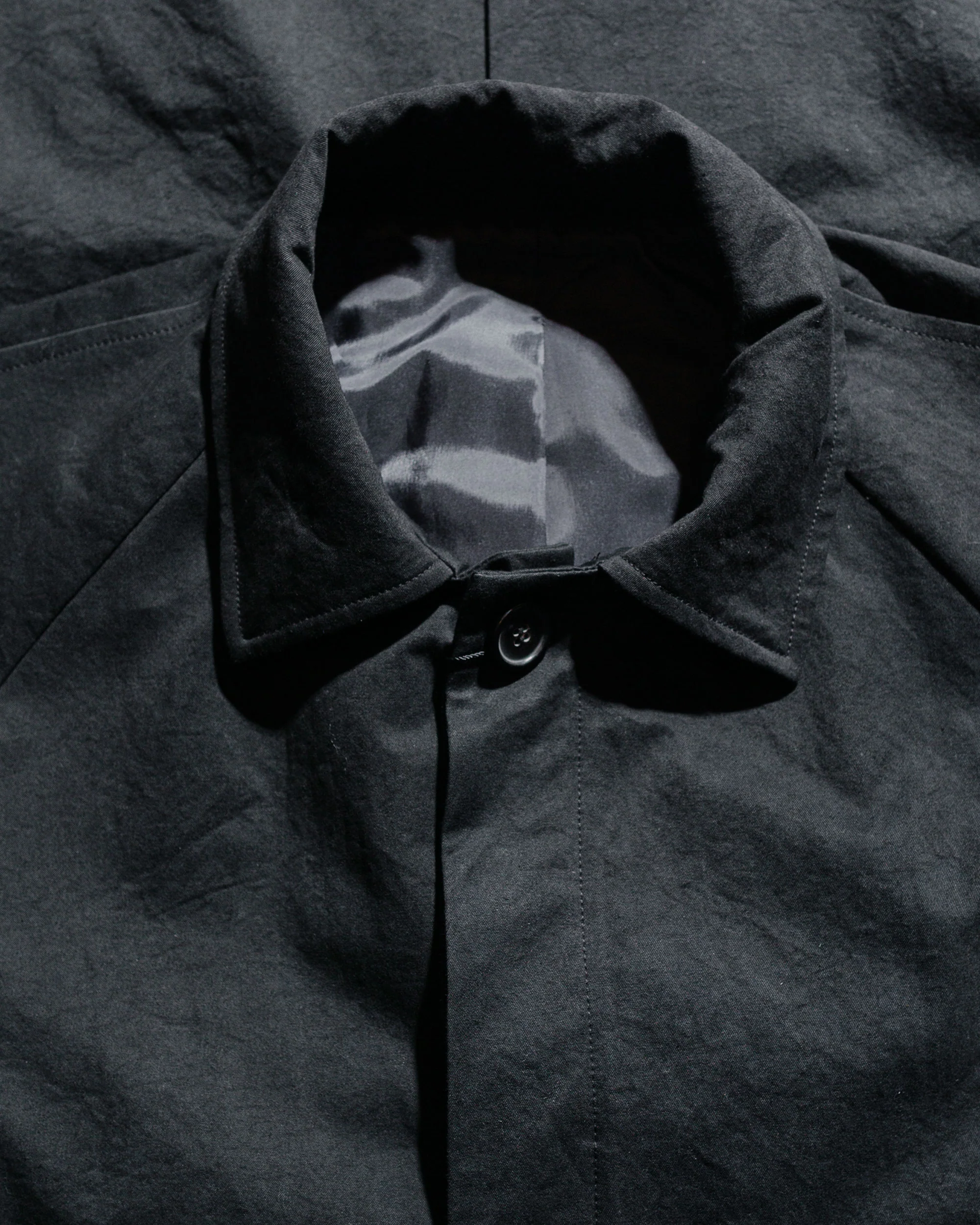 Wanze Raglan Overcoat Washed Cotton Black - Image 6