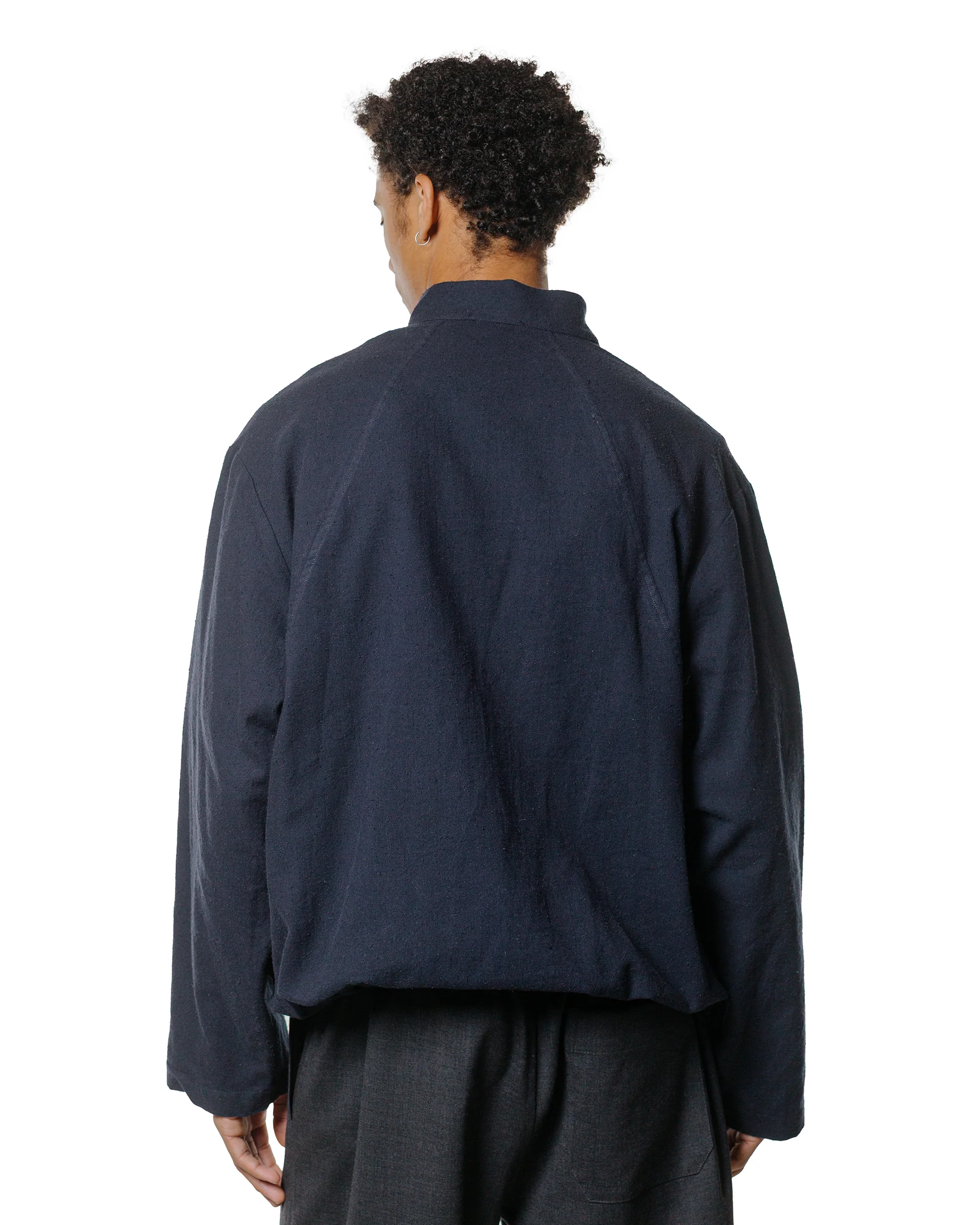 Wanze Work Smock Raw Cotton Silk Navy - Image 3