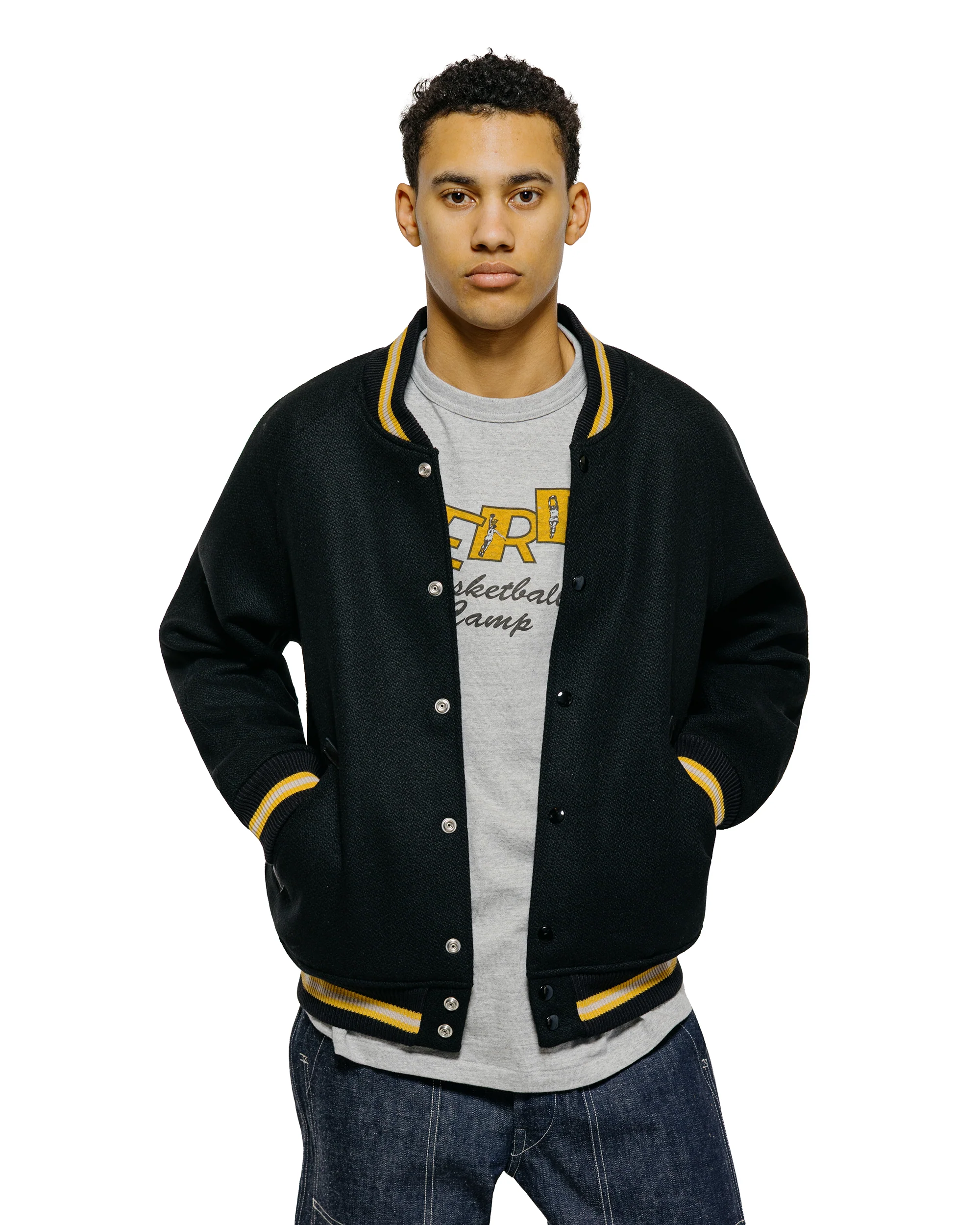 Warehouse Lot. 2239 1950's Army Varsity Jacket Plain Black - Image 2