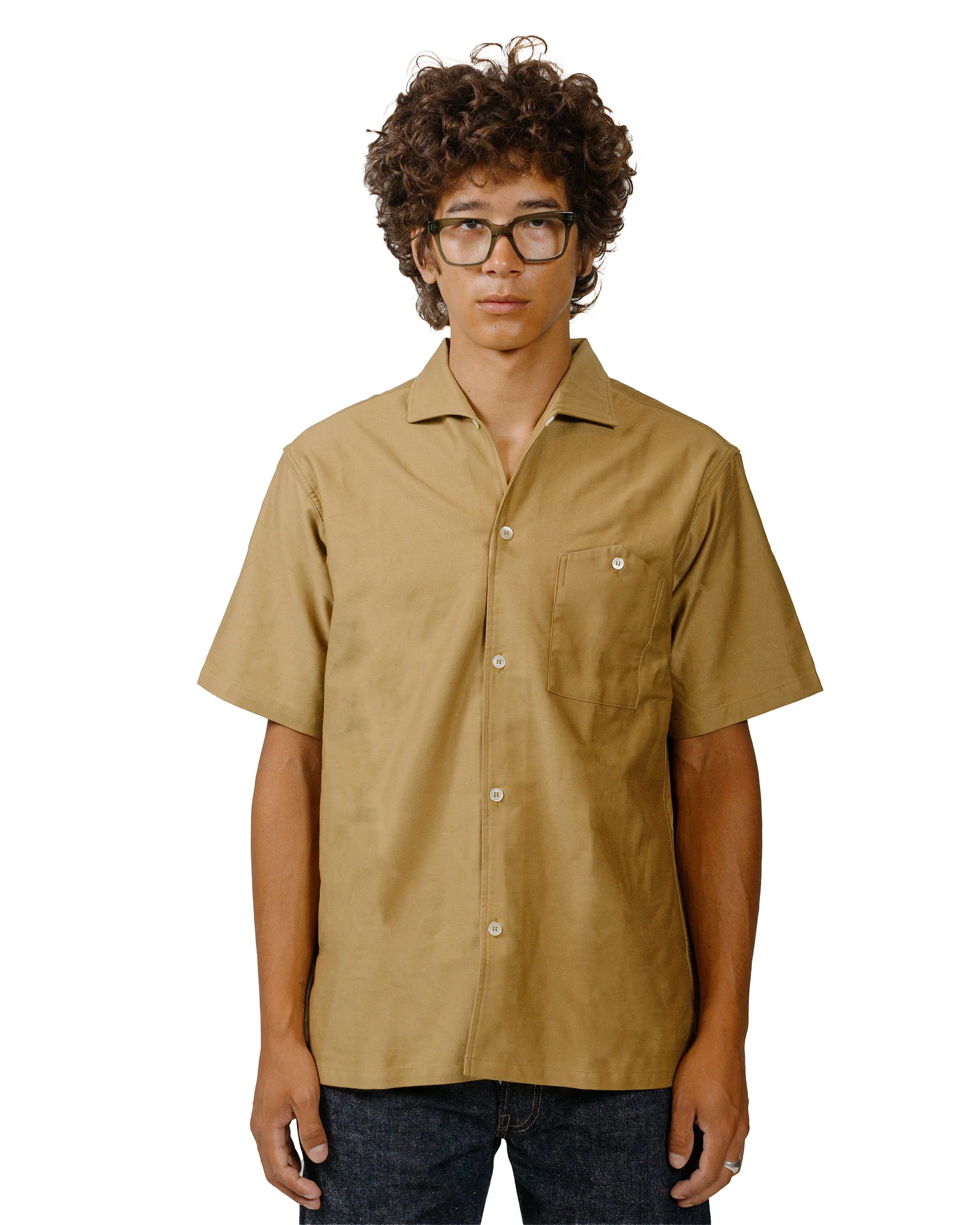 Warehouse Lot. 3091 S/S Open Collar Shirts Camel - Image 2