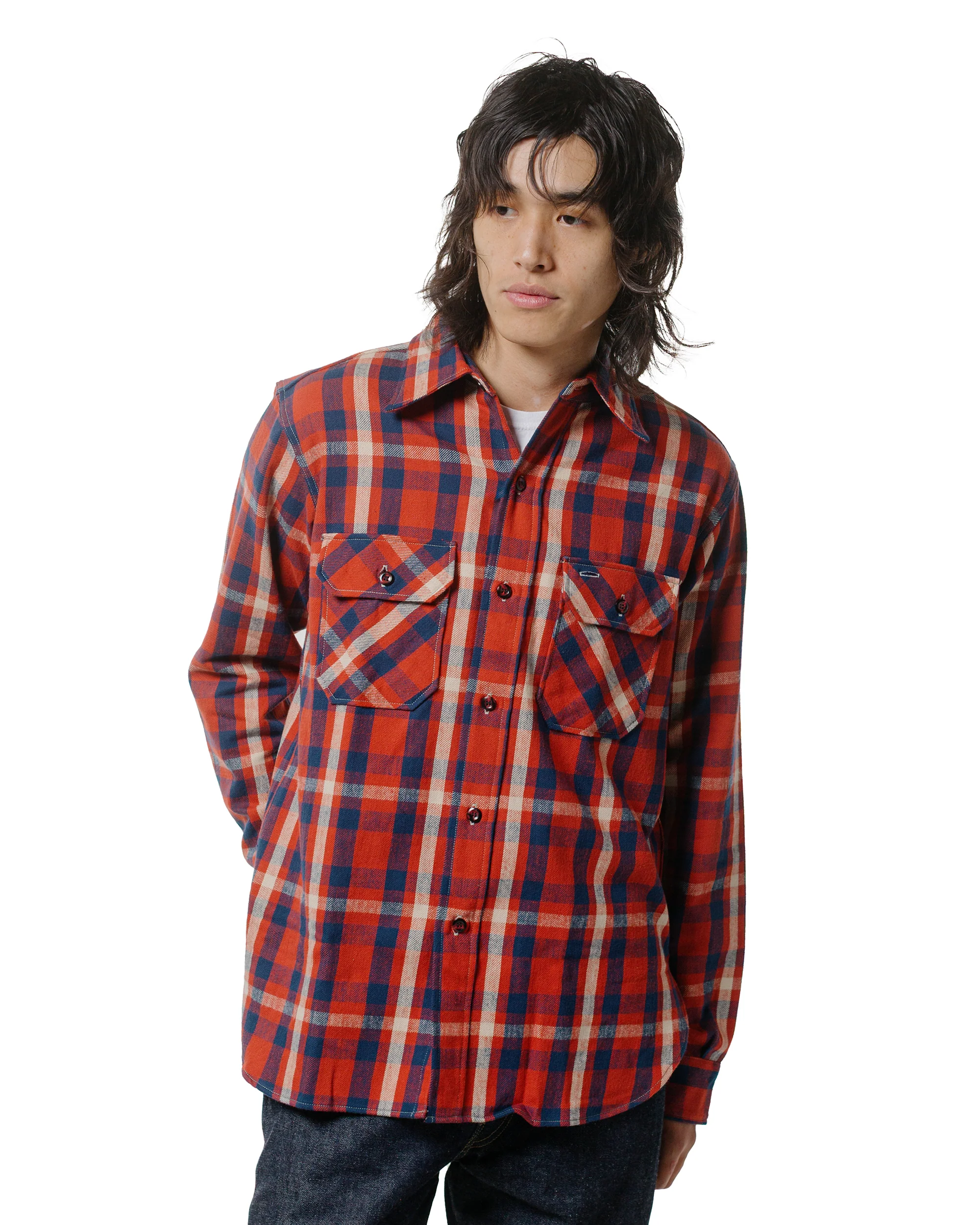 Warehouse Lot. JG-06-2 The Ancient Flannel (The Rounded Pockets) B Pattern Red/Navy - Image 2