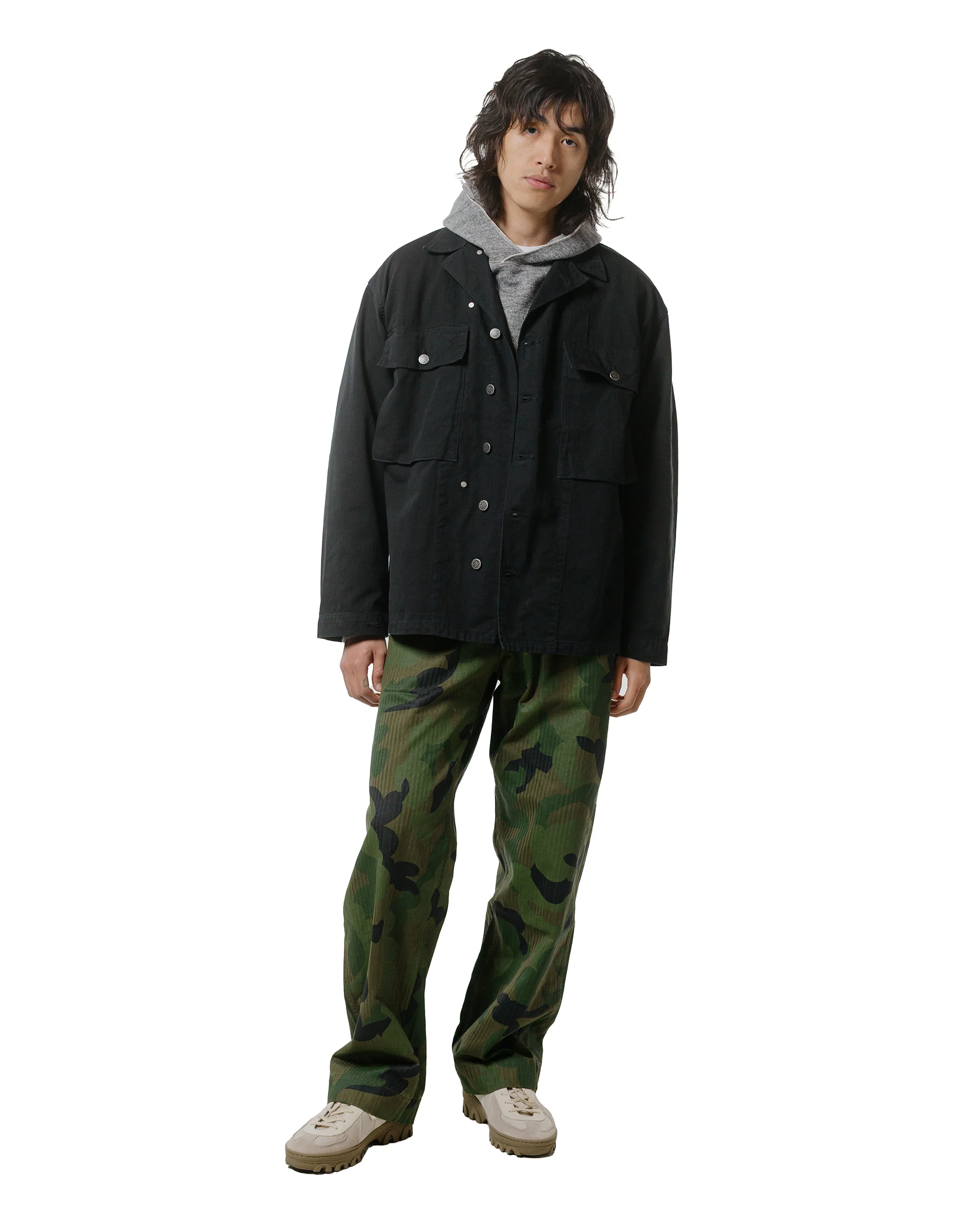 Warehouse Lot. JG-CS12 The Knockout Sweatparka Plain Dark Heather Gray - Image 4